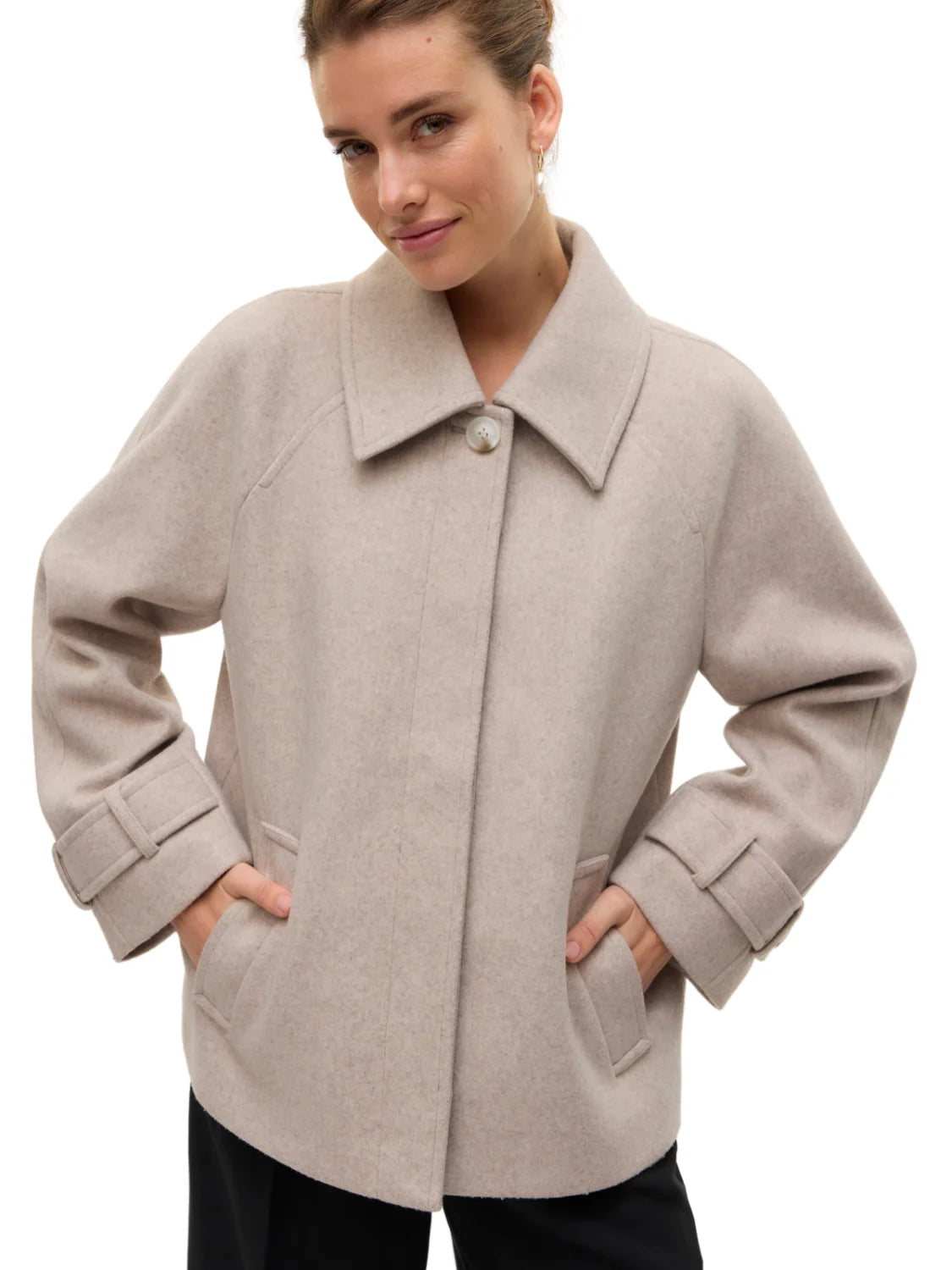 Chaqueta Paño Vero Moda Aware Beige | Bicos de Fío