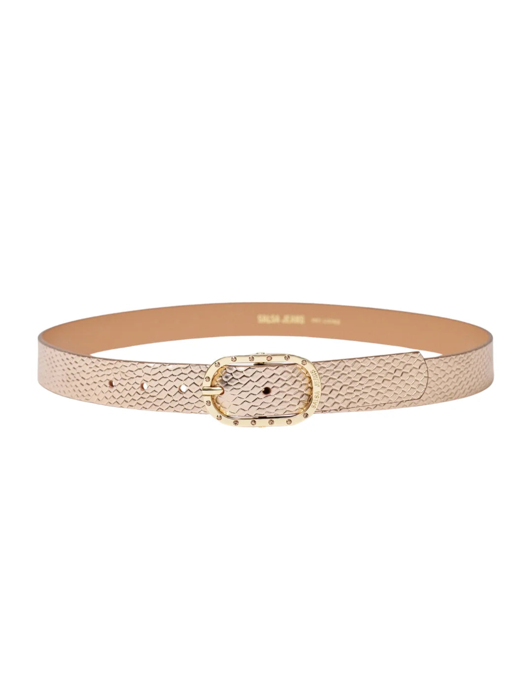 Cinturón Cuero Textura Salsa Jeans Dorado | Bicos de Fío