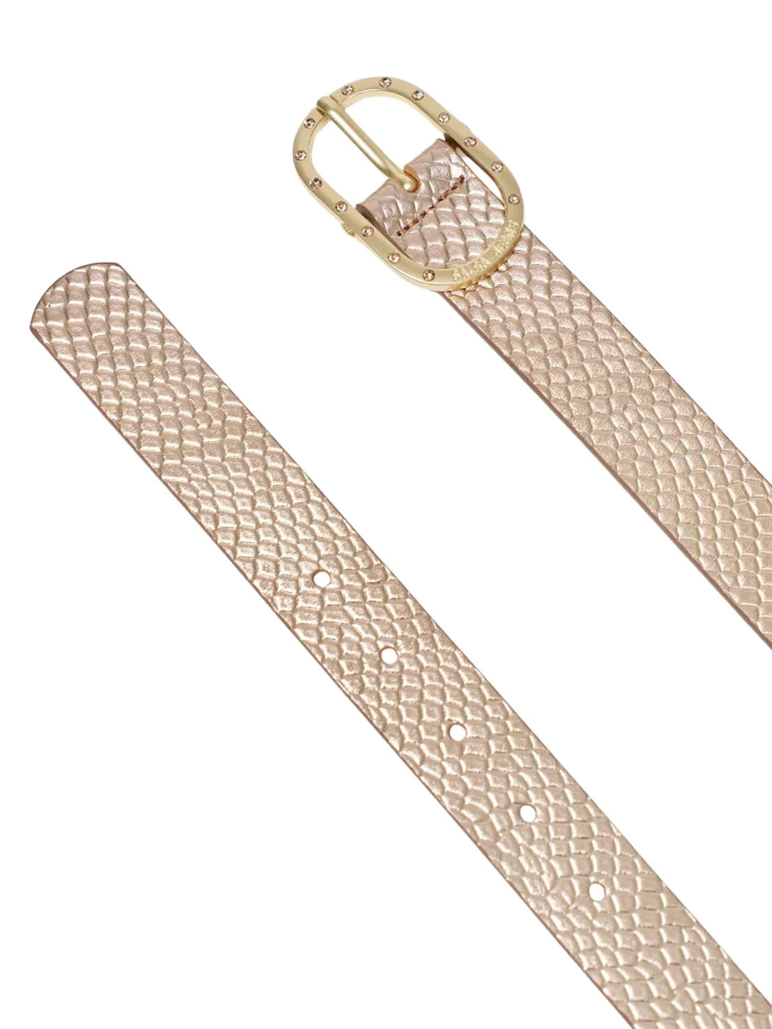 Cinturón Cuero Textura Salsa Jeans Dorado | Bicos de Fío