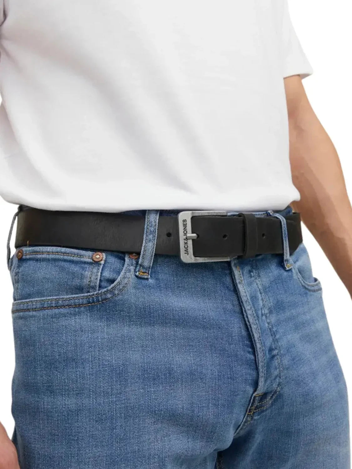 Cinturón De Piel Jack&Jones Rock Negro | Bicos de Fío