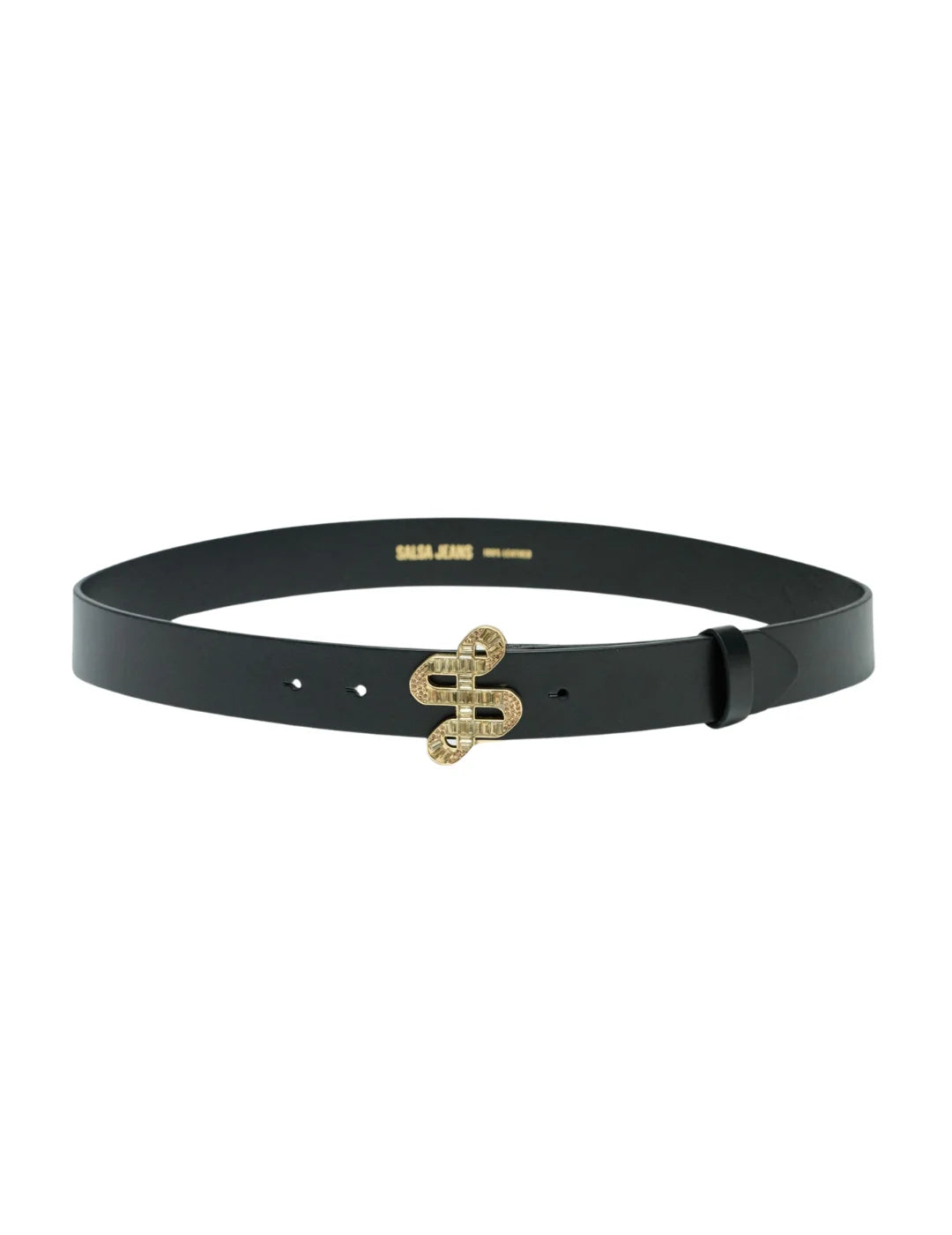 Cinturón Logo Dorado Salsa Jeans Negro | Bicos de Fío