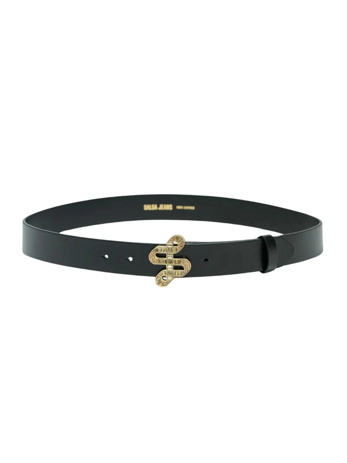 Cinturón Logo Dorado Salsa Jeans Negro | Bicos de Fío