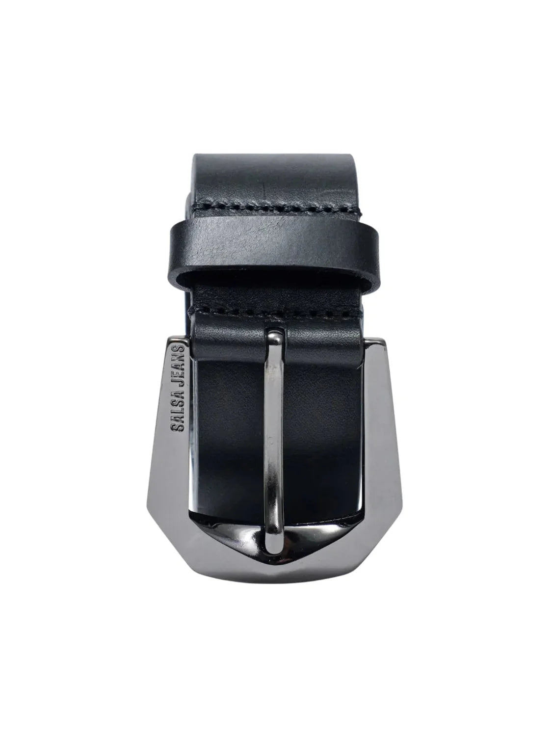 Cinturón Cuero Hebilla Brillo Salsa Jeans Negro | Bicos de Fío