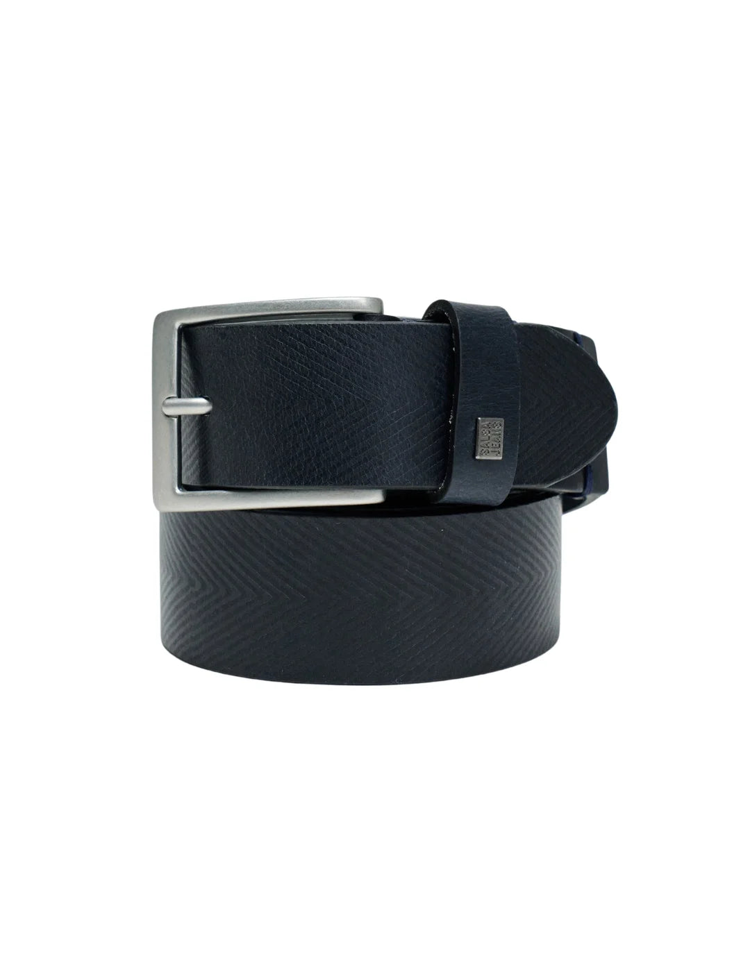 Cinturón Piel Grabado Salsa Jeans Azul Marino | Bicos de Fío