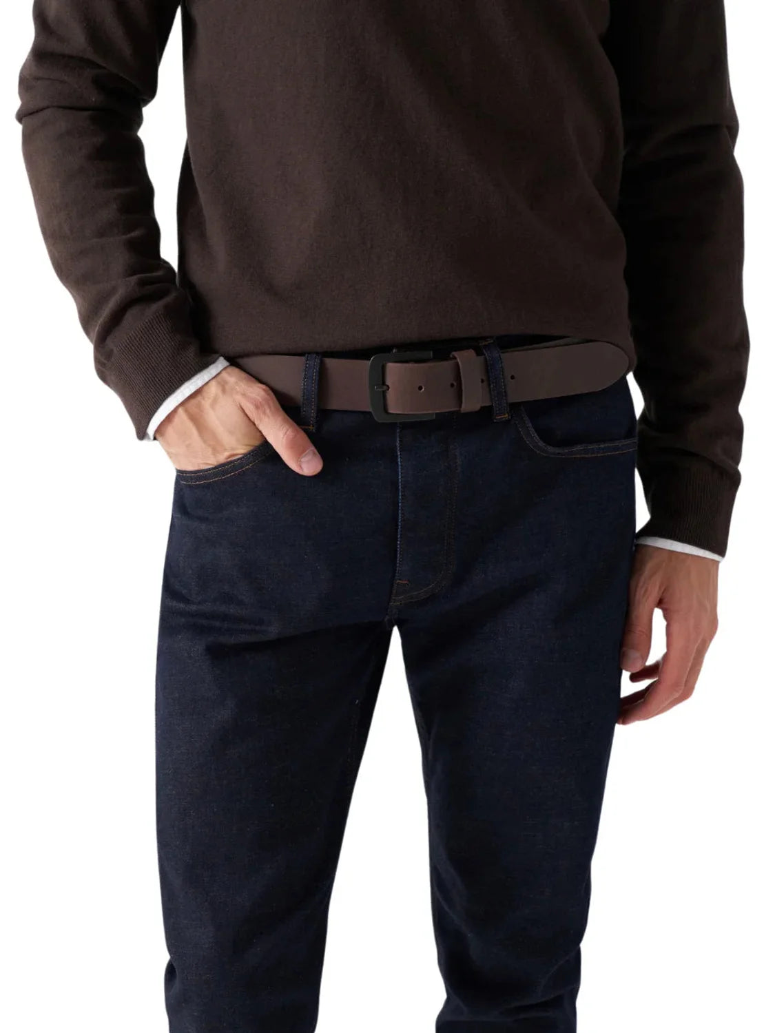 Cinturón Piel Búfalo Salsa Jeans Marrón | Bicos de Fío