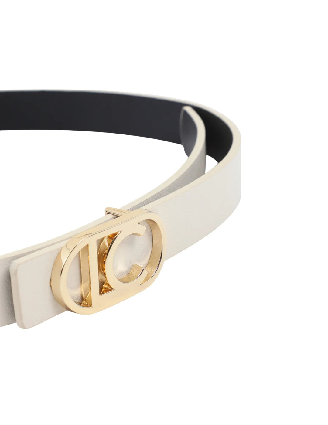 Cinturón Lola Casademunt Hebilla Logo Negro-Beige | Bicos de Fío