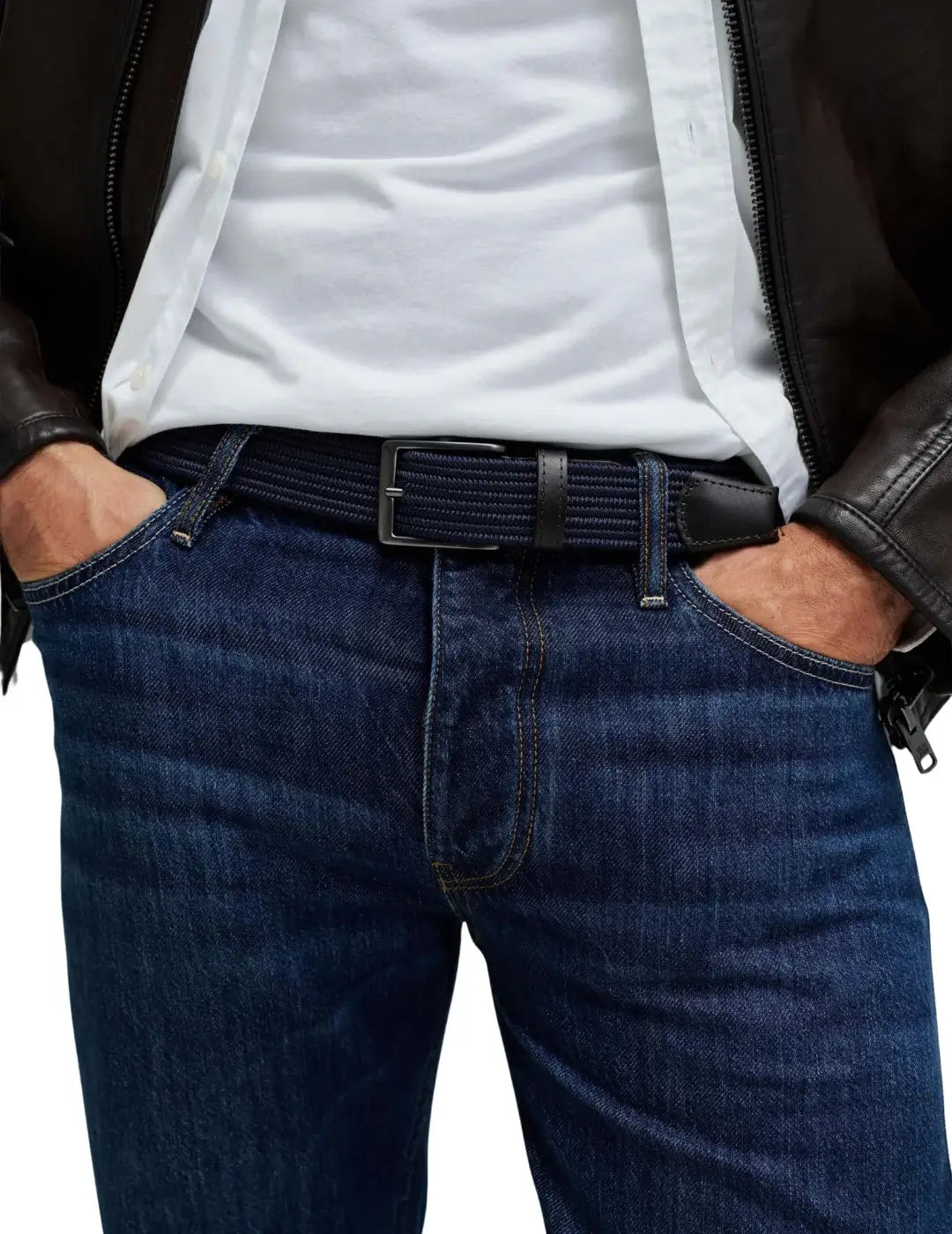 Cinturón Trenzado Salsa Jeans Azul Marino - Negro | Bicos de Fío
