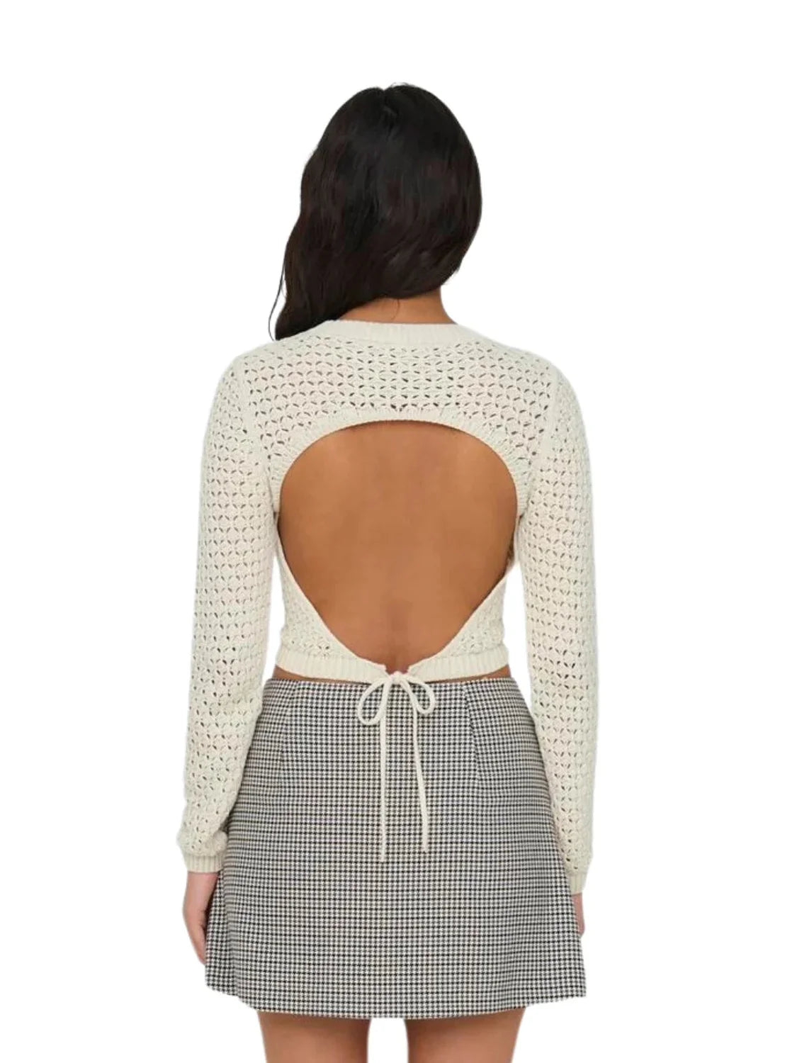 Top De Punto Espalda Abierta Only Onlmaura Beige | Bicos de Fío