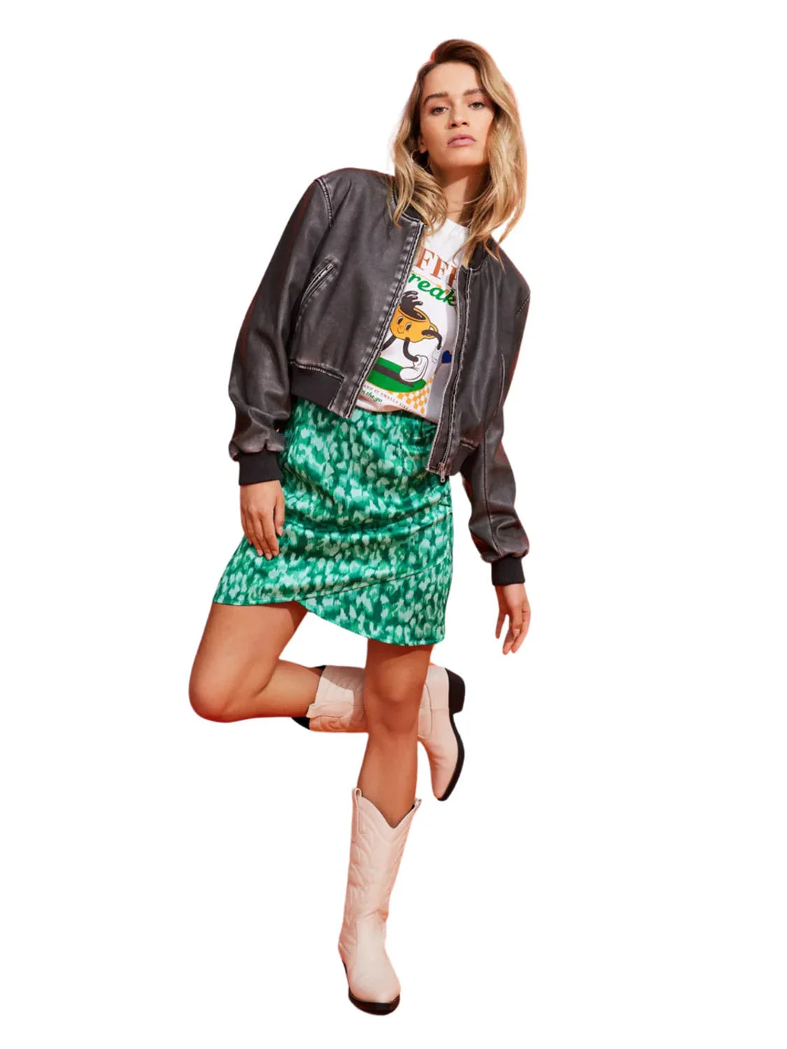 Falda Corta Animal Print Only Onlfelina Verde | Bicos de Fío