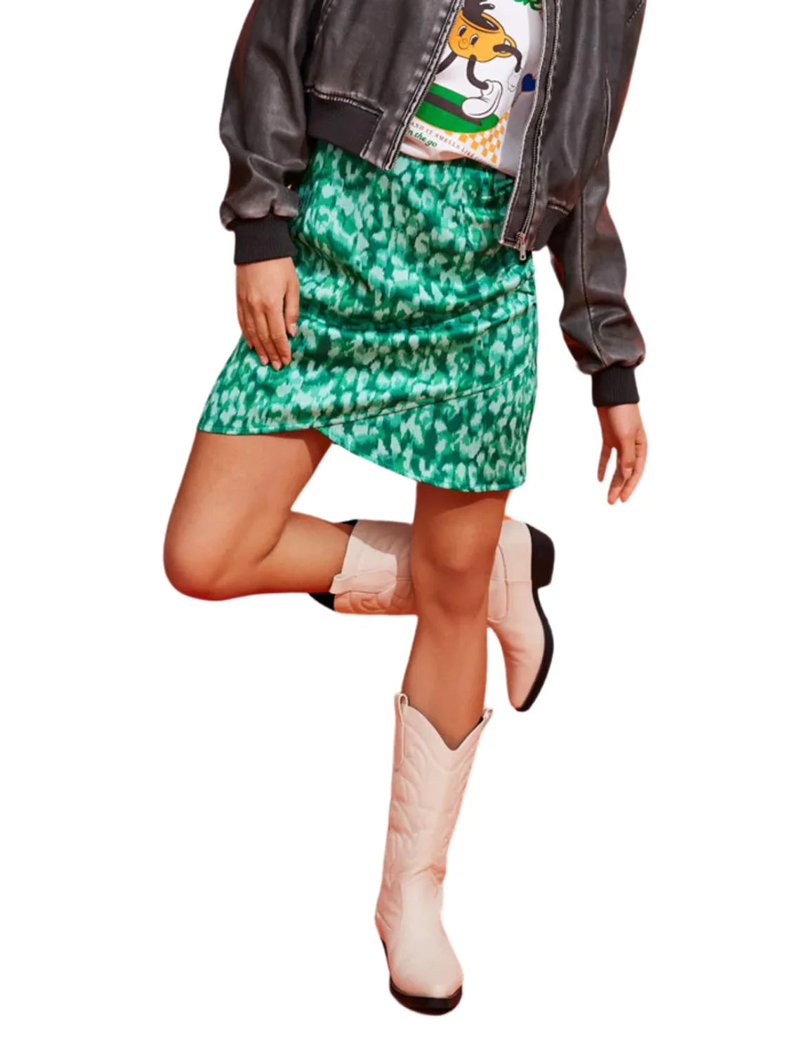 Falda Corta Animal Print Only Onlfelina Verde | Bicos de Fío