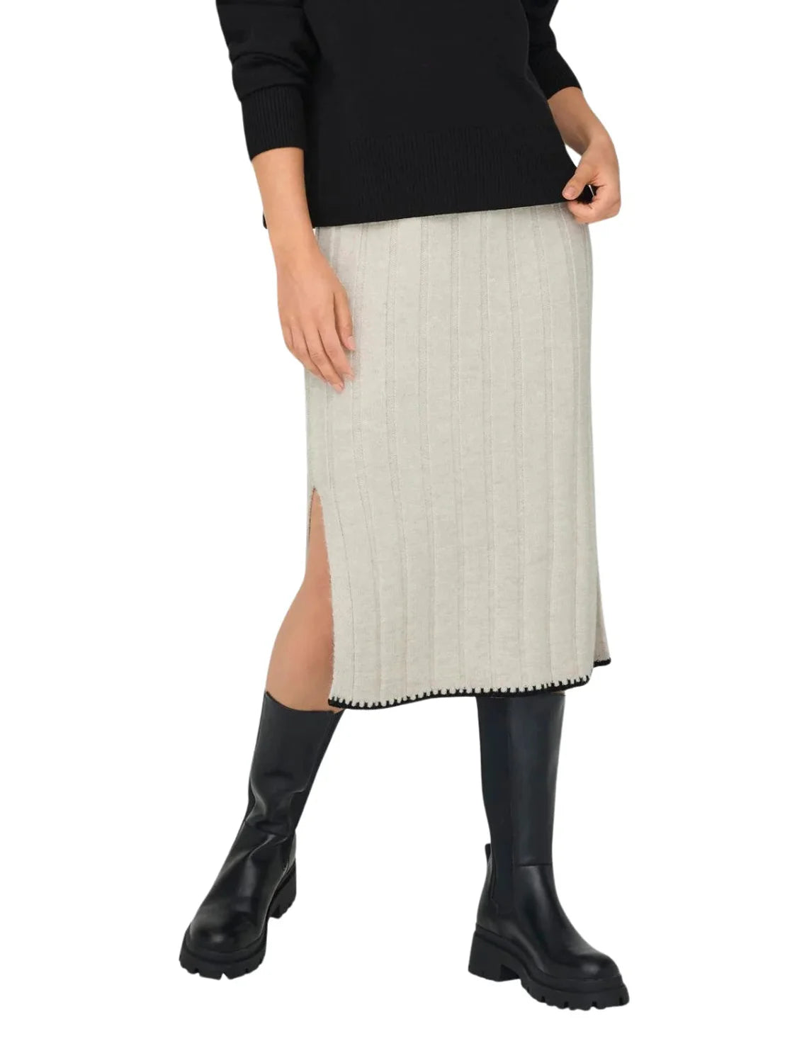 Falda De Punto Midi Only Onlchick Crudo | Bicos de Fío
