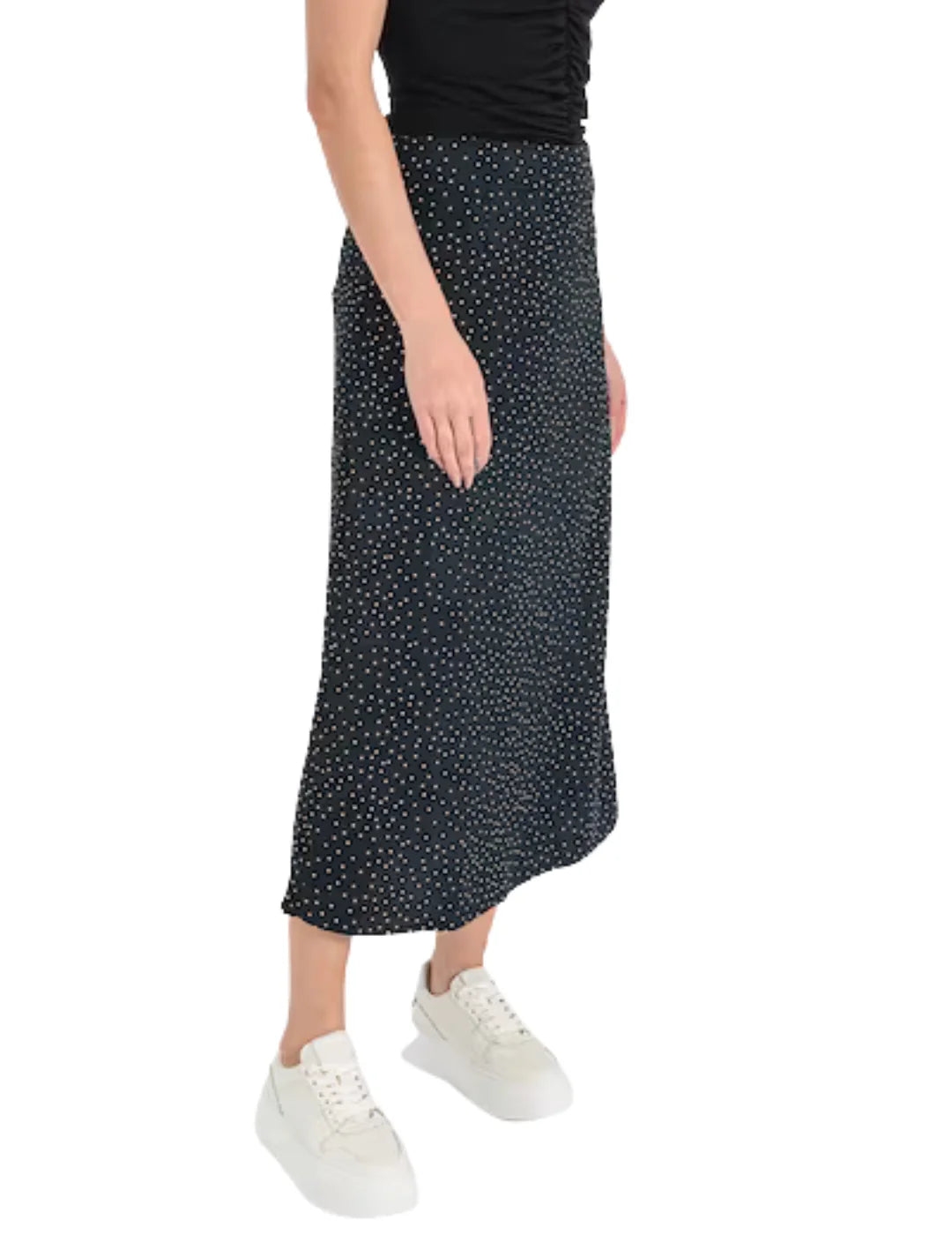 Falda Larga Lunares ONLY Emy Negro