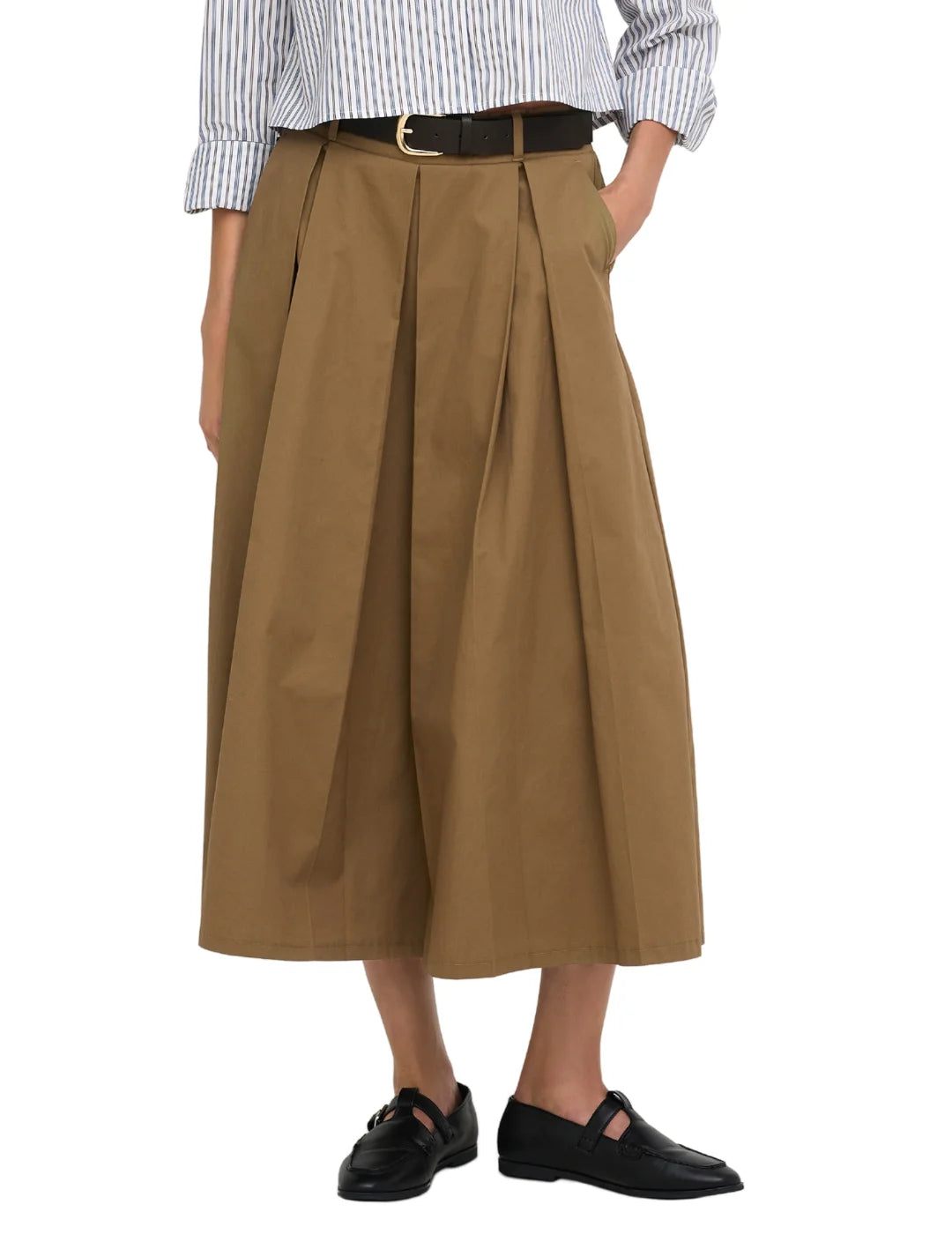 Falda Larga Cinturón ONLY Aven-Zora Camel | Bicos de Fío