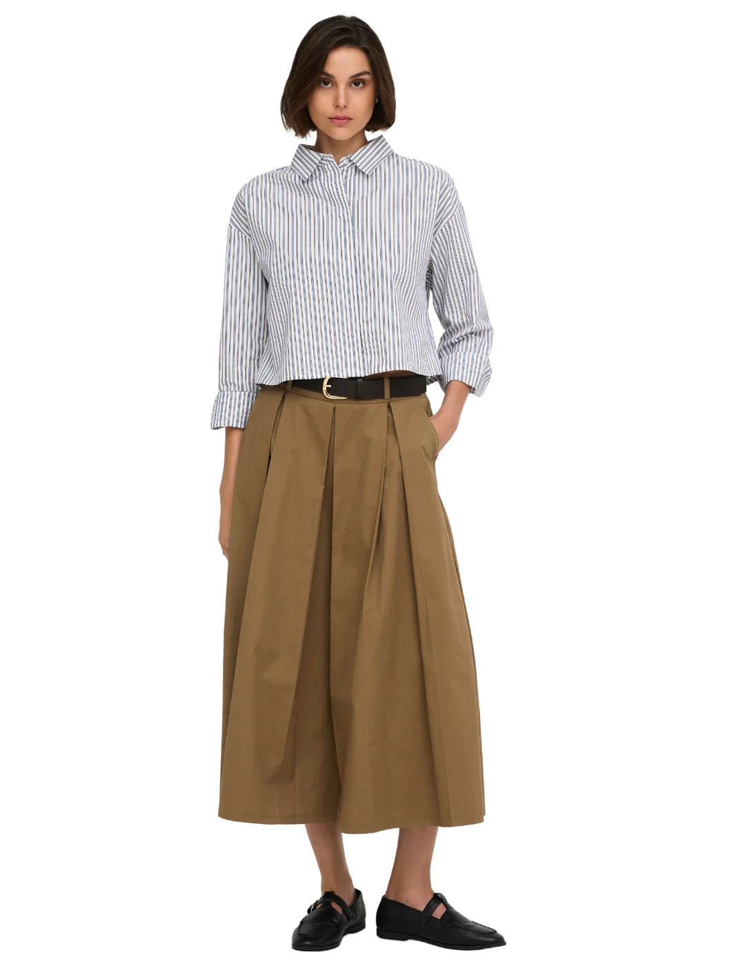Falda Larga Cinturón ONLY Aven-Zora Camel | Bicos de Fío