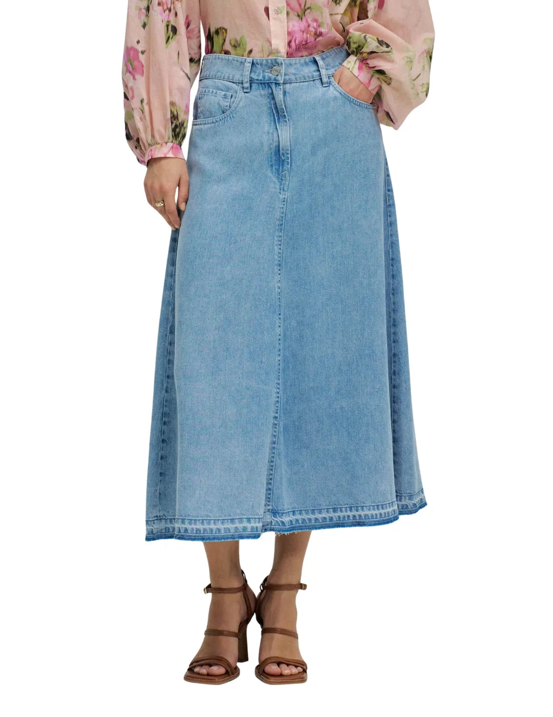 Falda Midi Lightdenim Salsa Jeans Azul | Bicos de Fío