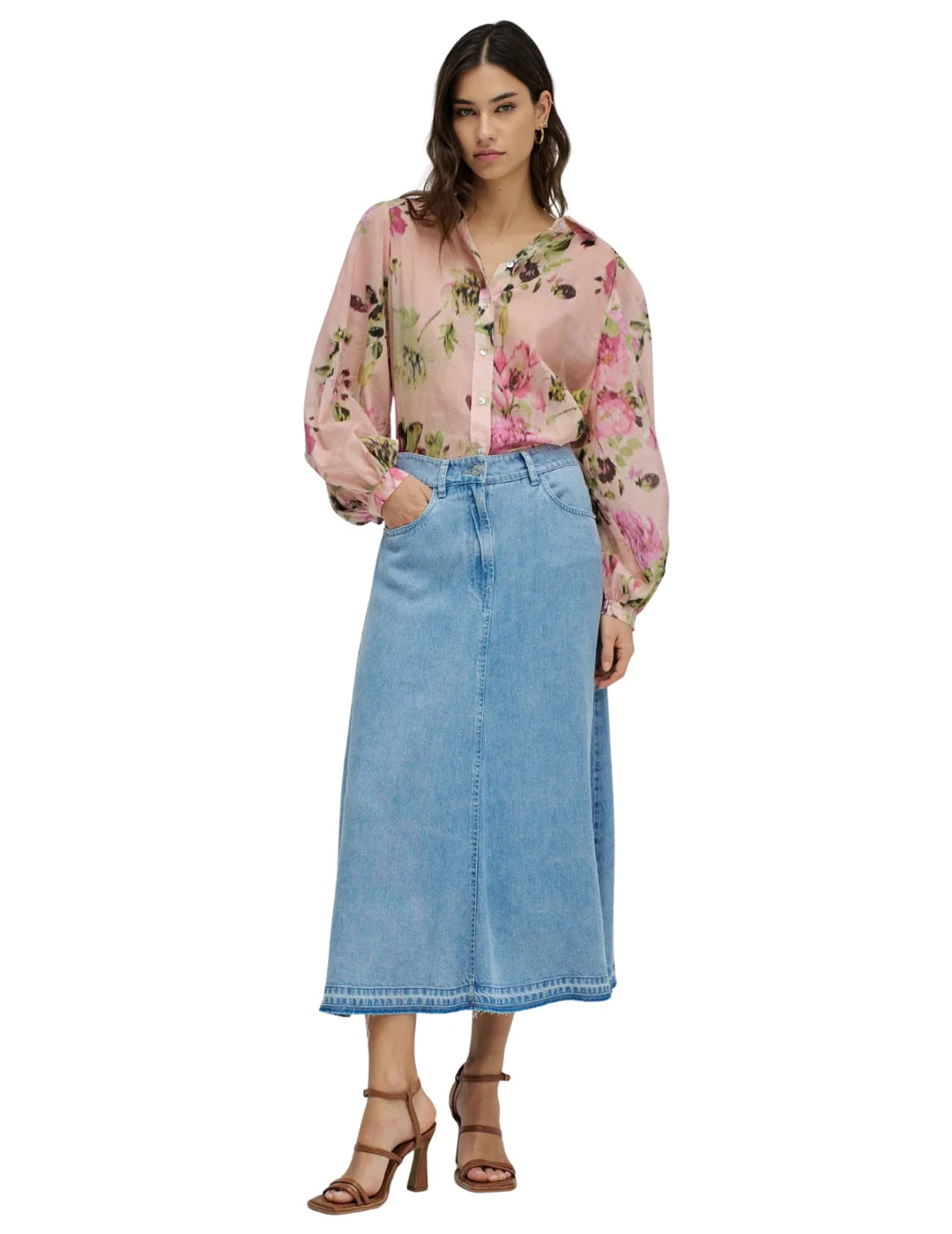 Falda Midi Lightdenim Salsa Jeans Azul | Bicos de Fío