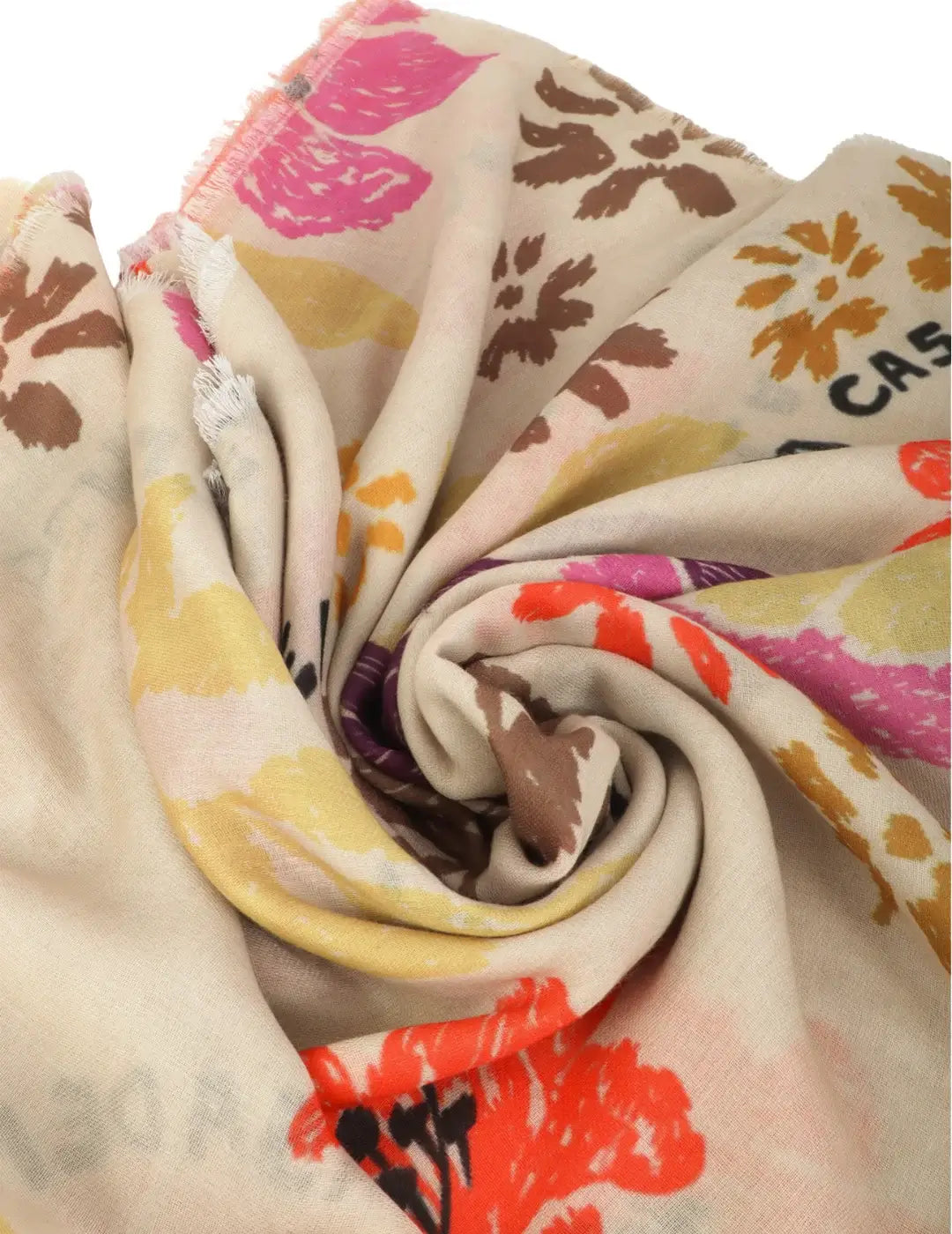 Foulard Lola Casademunt Flores Aves Beige | Bicos de Fío