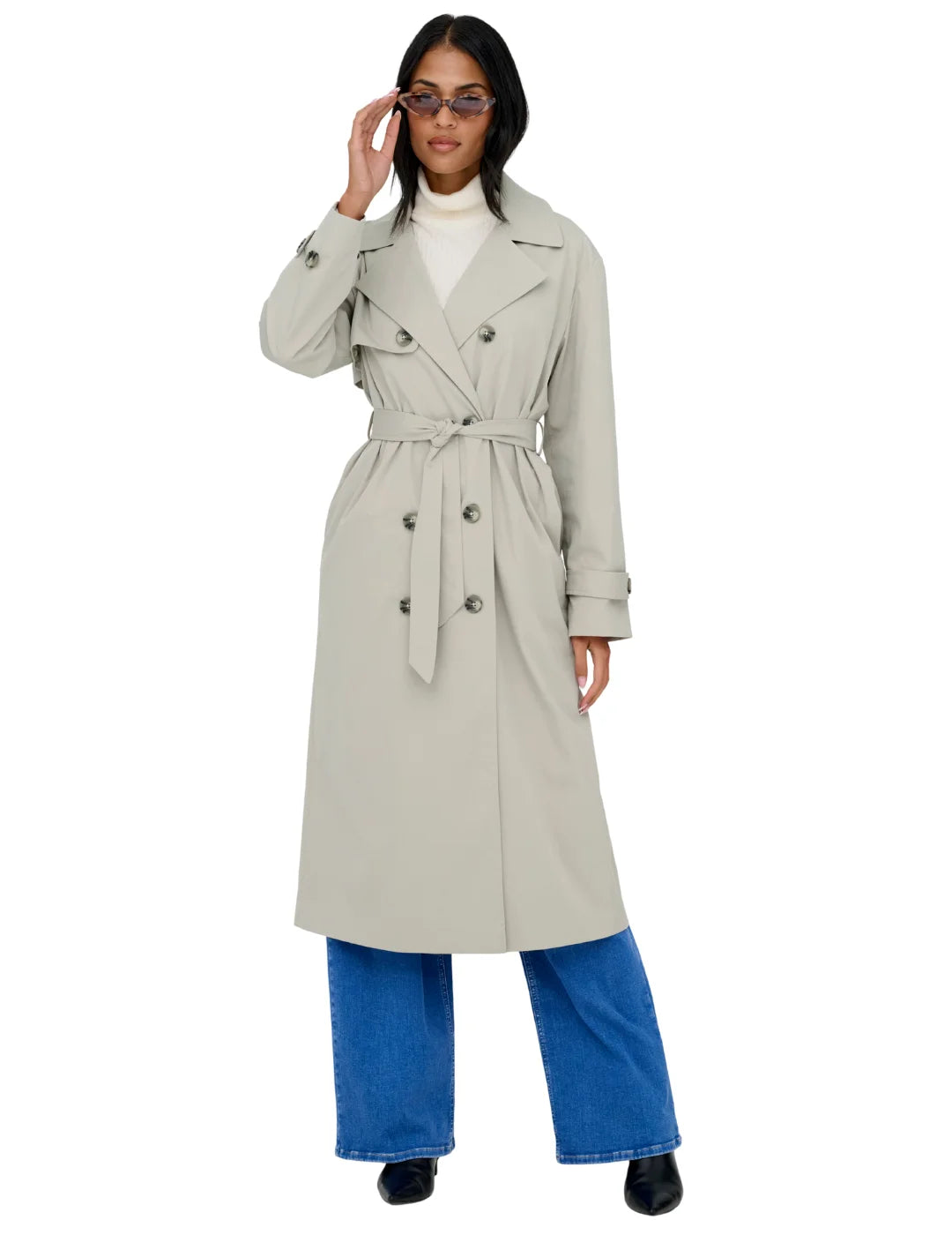 Gabardina Larga ONLY Disa Gris | Bicos de Fío