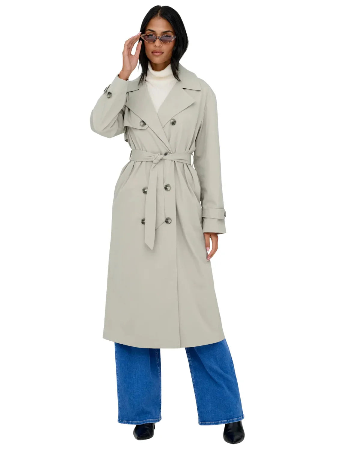Gabardina Larga ONLY Disa Gris | Bicos de Fío