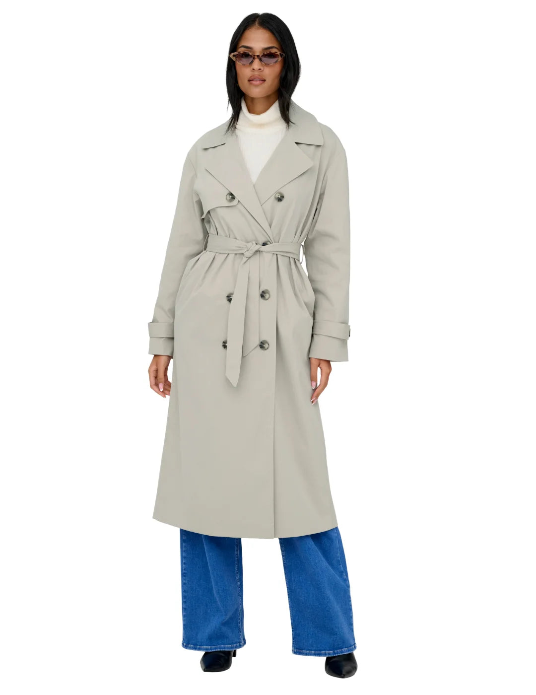 Gabardina Larga ONLY Disa Gris | Bicos de Fío