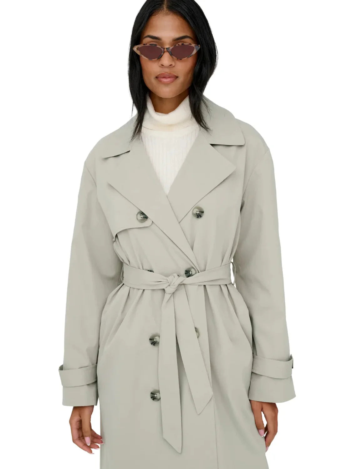 Gabardina Larga ONLY Disa Gris | Bicos de Fío