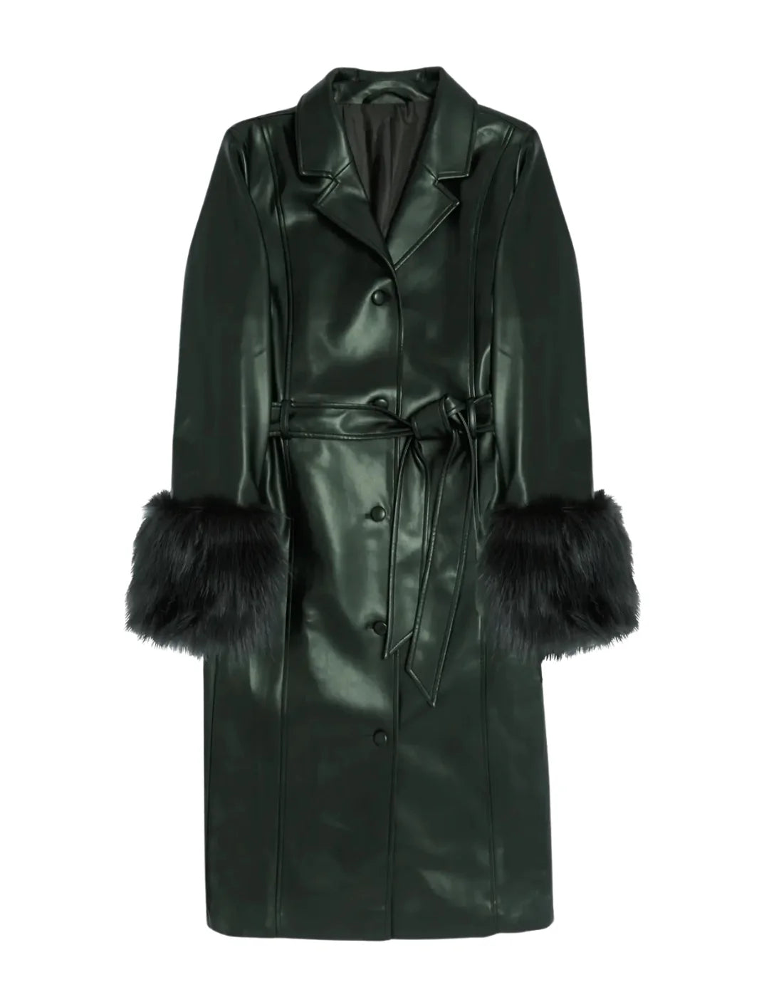 Trench Efecto Piel BALMOHK Verde | Bicos de Fío