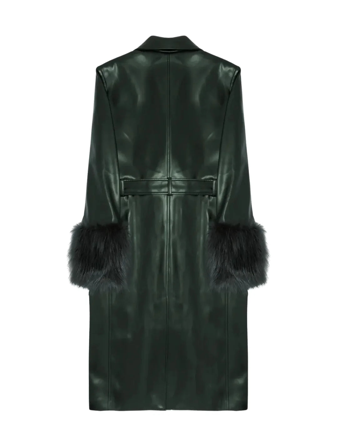 Trench Efecto Piel BALMOHK Verde | Bicos de Fío