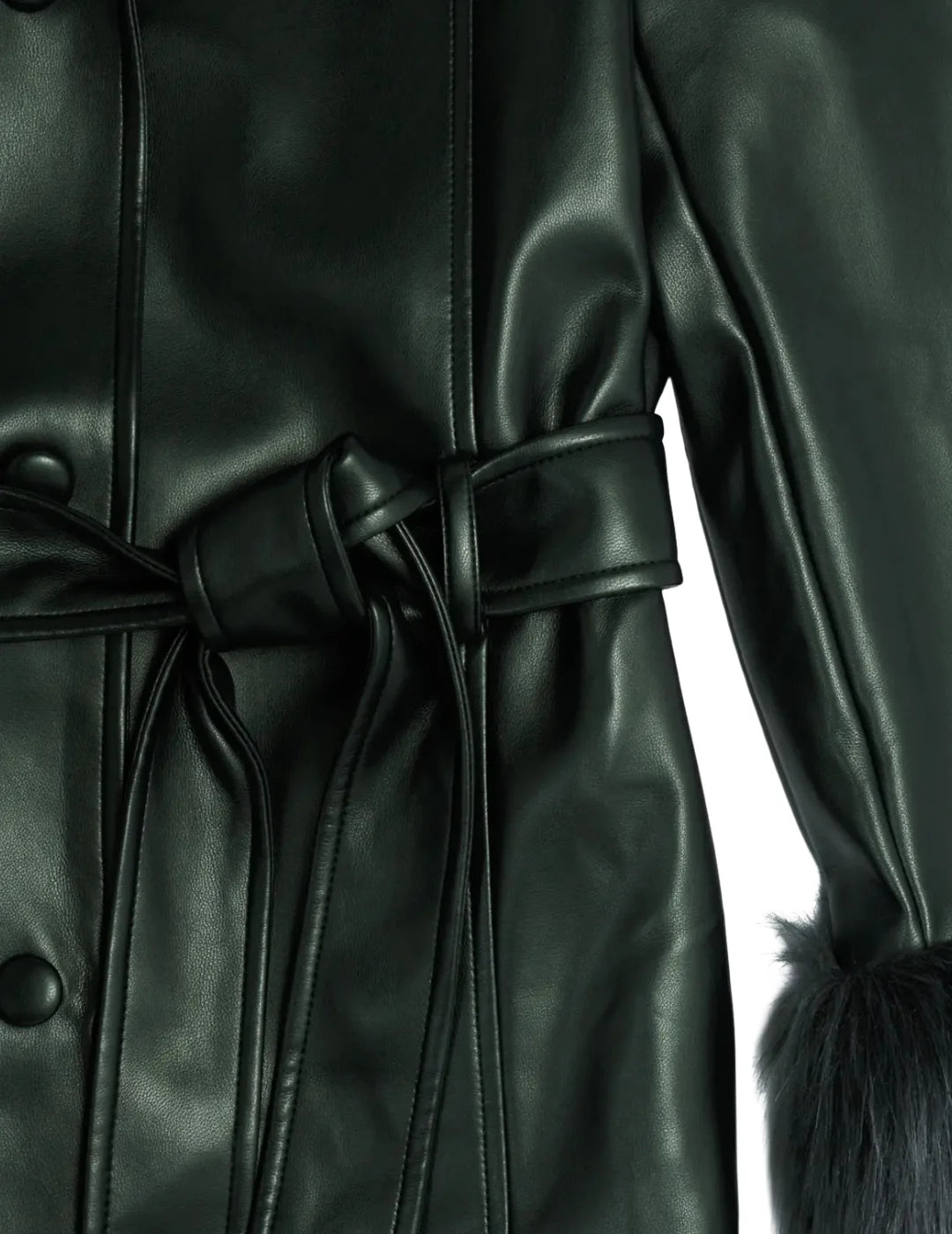 Trench Efecto Piel BALMOHK Verde | Bicos de Fío