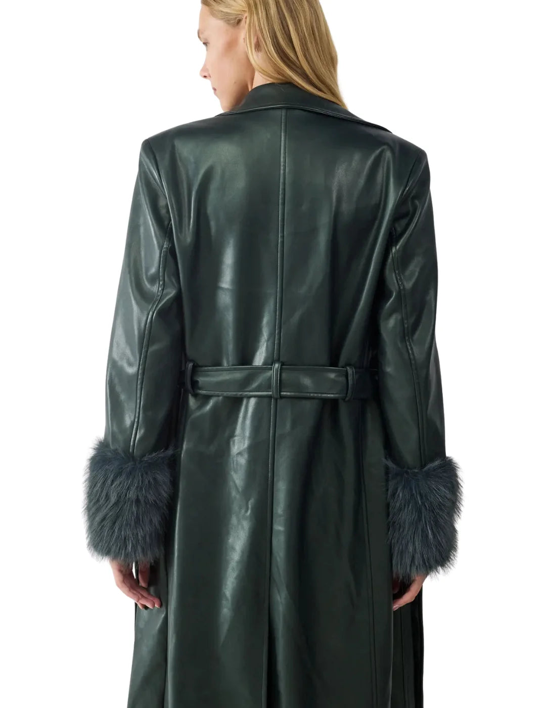 Trench Efecto Piel BALMOHK Verde | Bicos de Fío