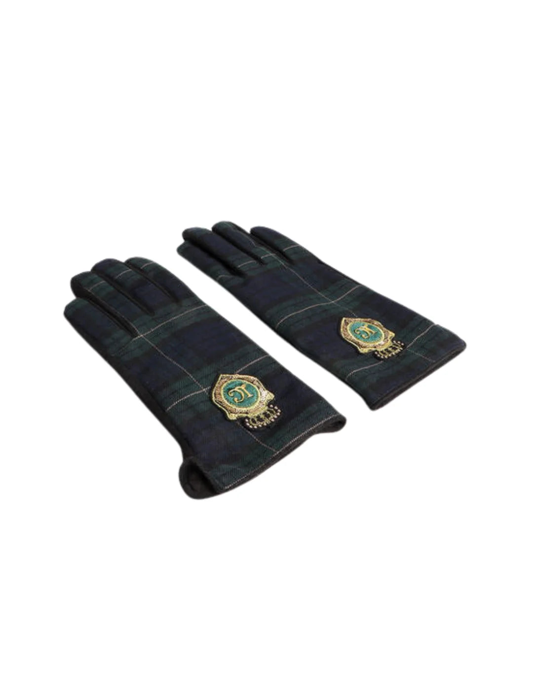 Guantes Lola Casademunt Tartán Verde-Azul | Bicos de Fío