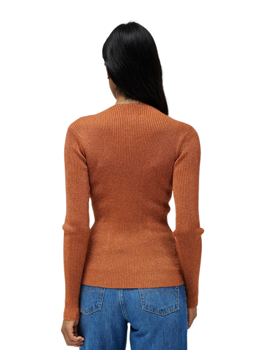 Jersey Ajustado Perlas Escote Salsa Jeans Naranja | Bicos de Fío