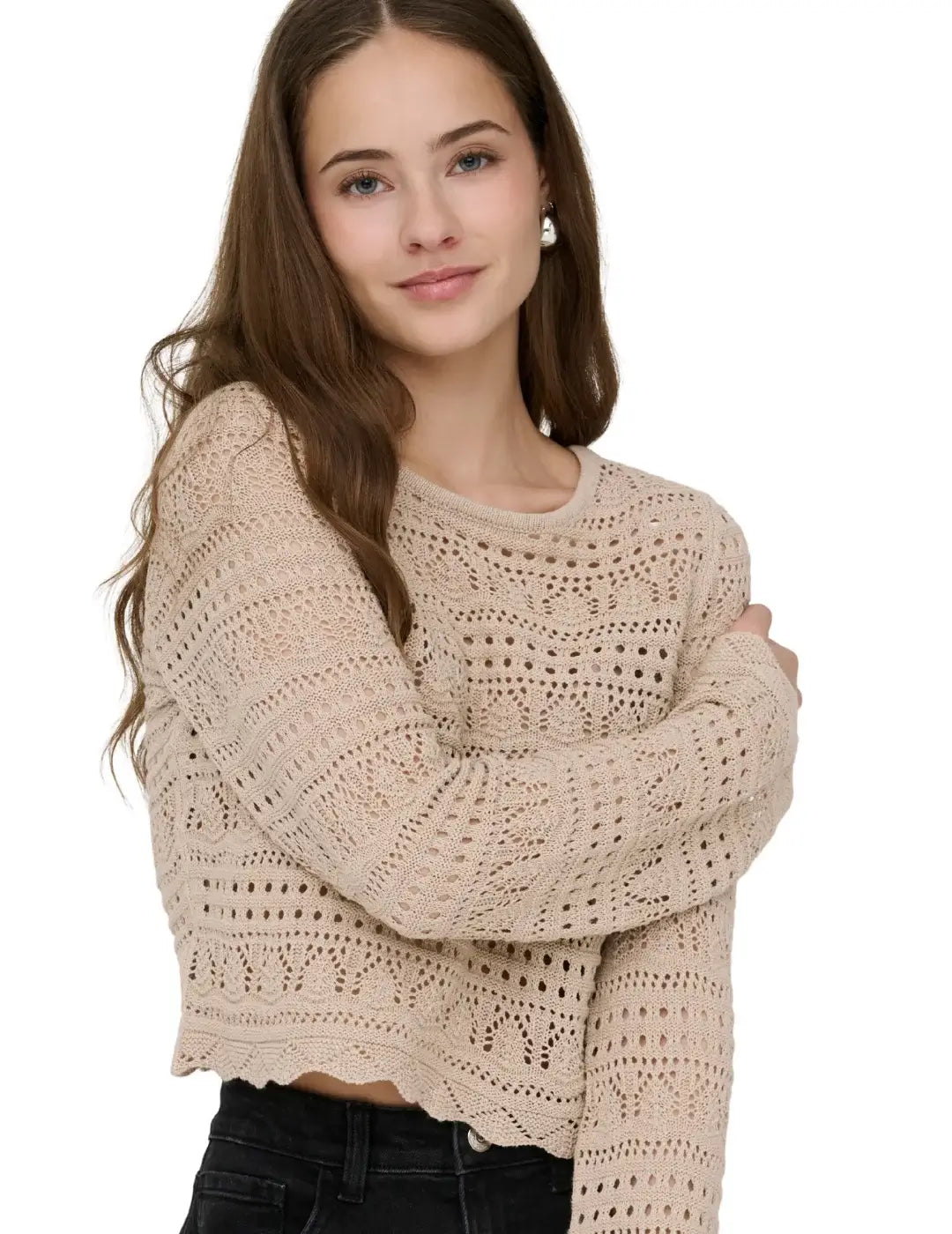 Jersey Cropped ONLY Elke Marrón Tan | Bicos de Fío