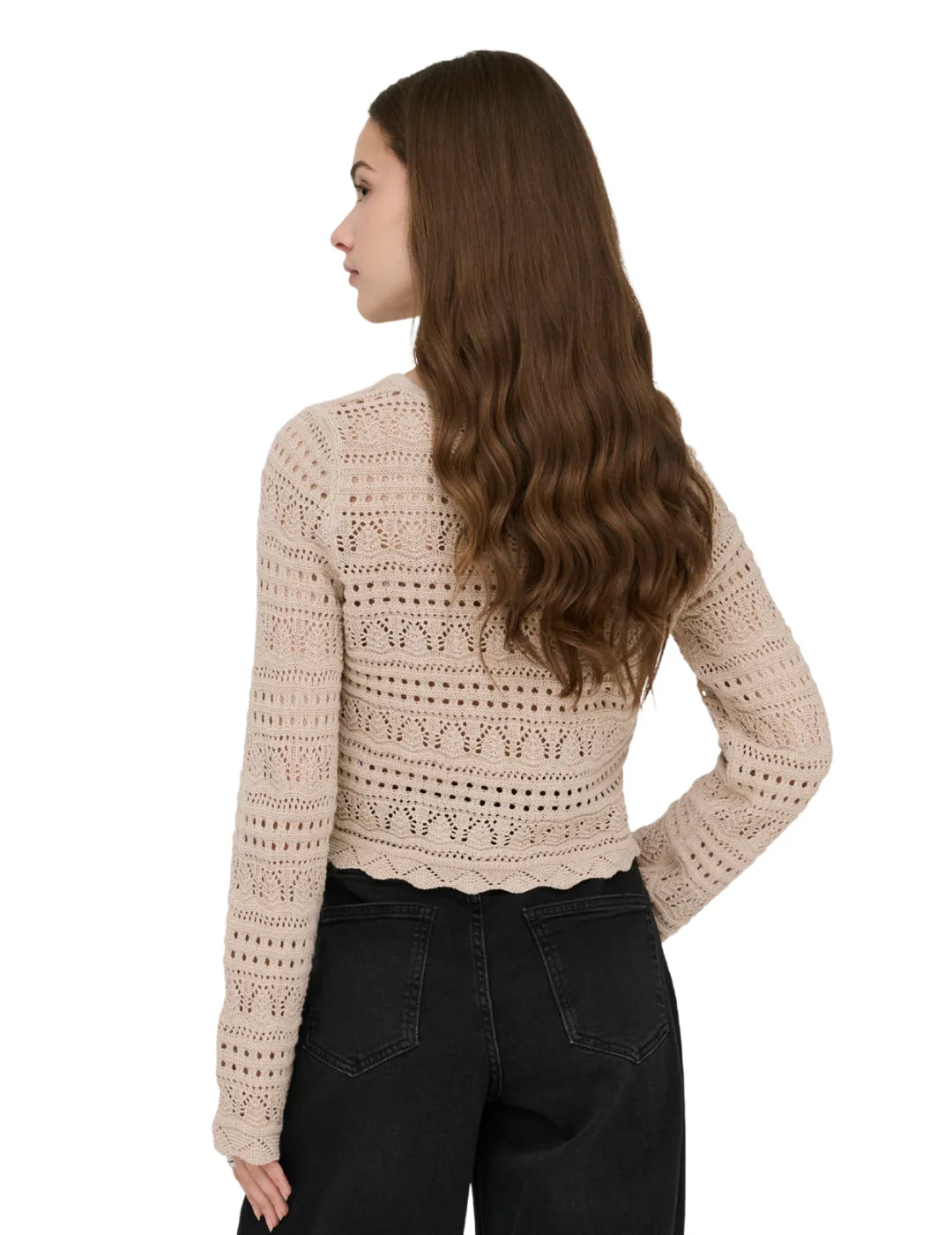 Jersey Cropped ONLY Elke Marrón Tan | Bicos de Fío