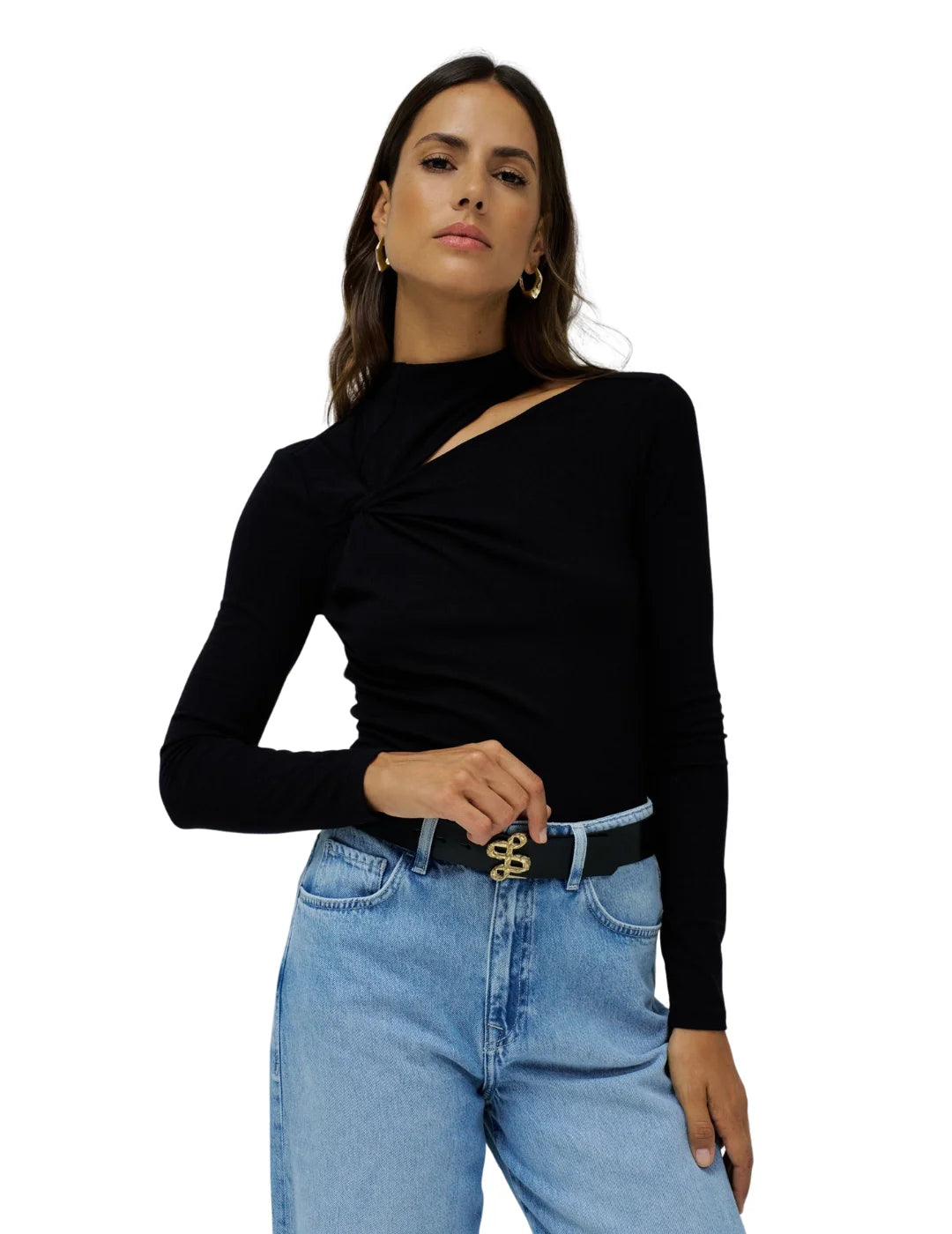 Jersey Cuello Recortado Salsa Jeans Negro | Bicos de Fío