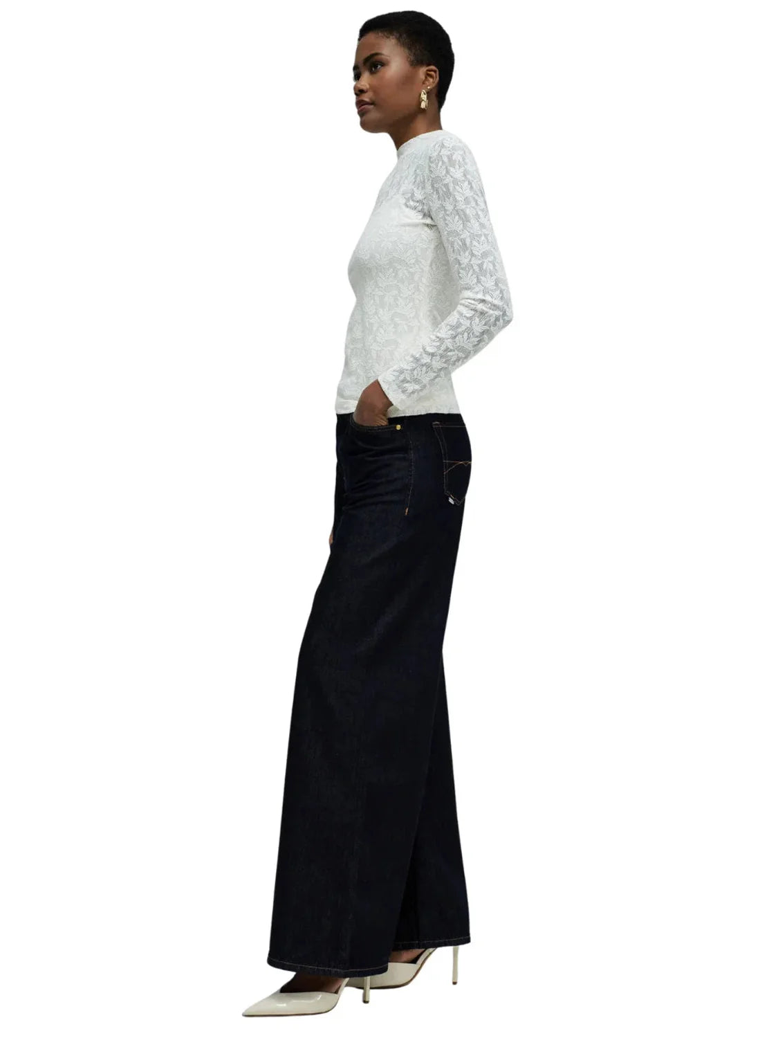 Jersey De Encaje Salsa Jeans Blanco | Bicos de Fío