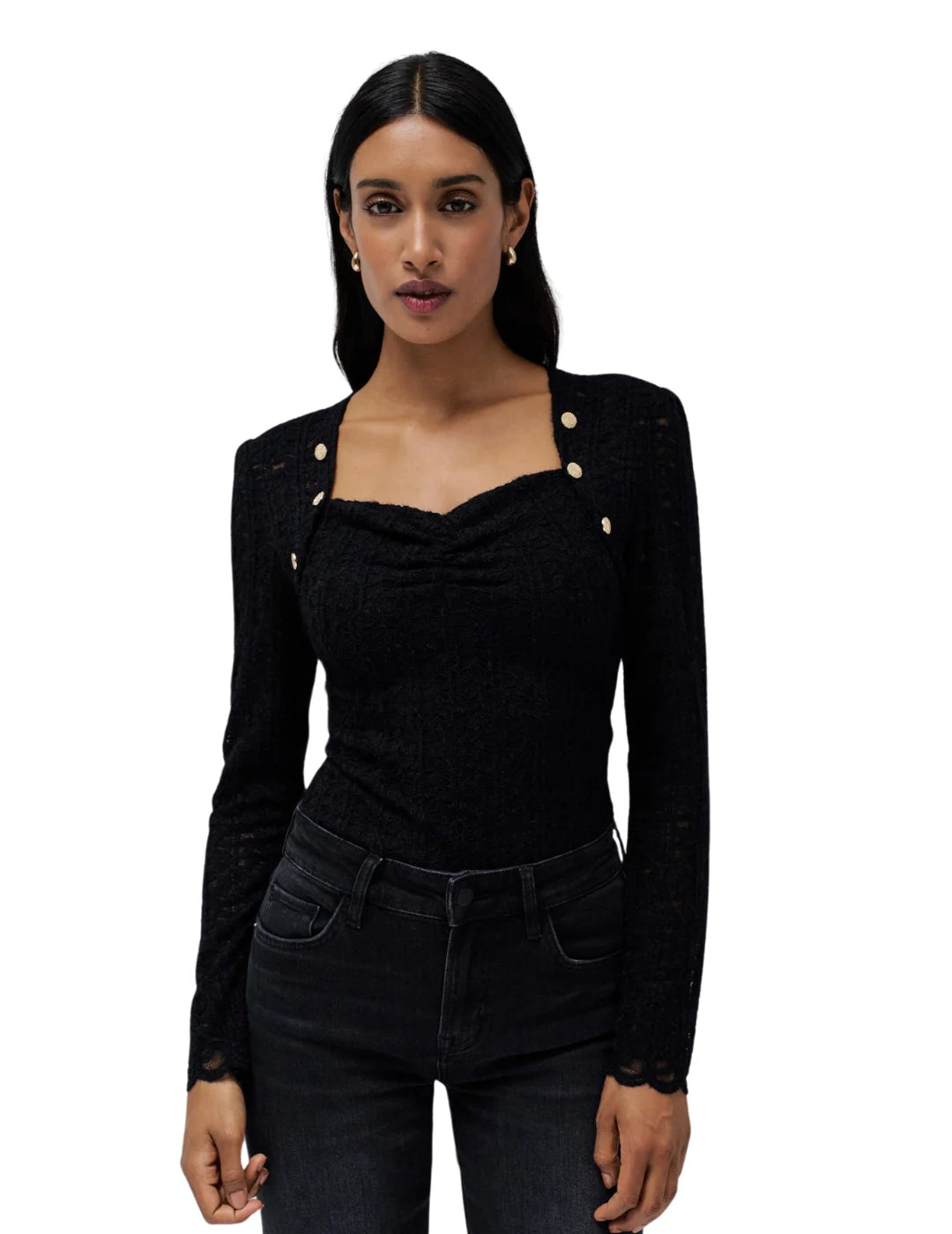 Jersey Entallado Salsa Jeans Negro | Bicos de Fío