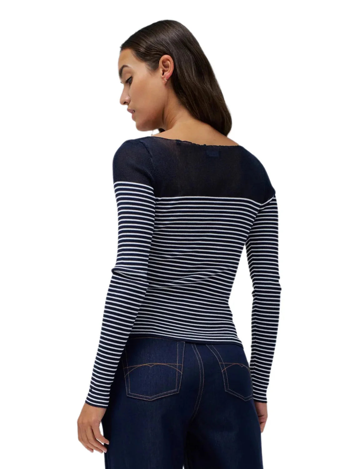 Jersey Escote Transparente Salsa Jeans Azul Marino | Bicos de Fío