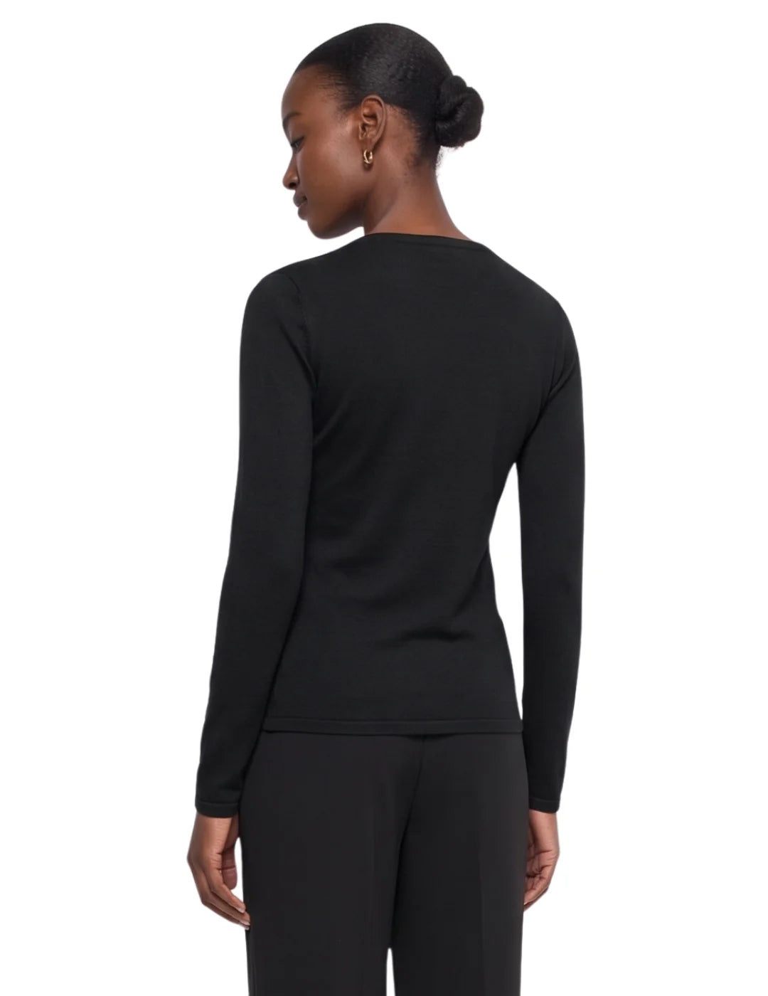 Jersey Fruncido Pecho Salsa Jeans Negro | Bicos de Fío