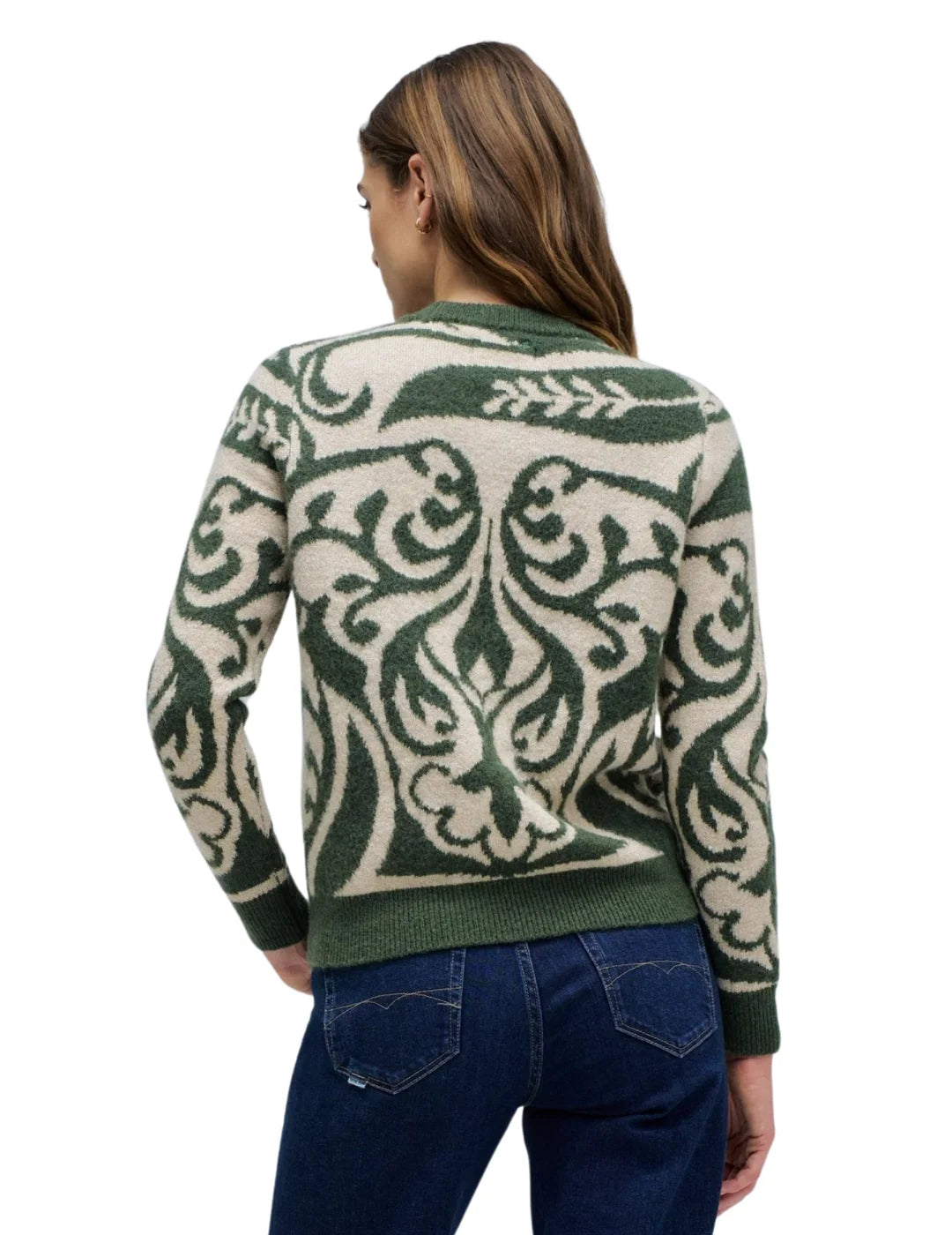 Jersey Lana Jacquard Salsa Jeans Verde | Bicos de Fío
