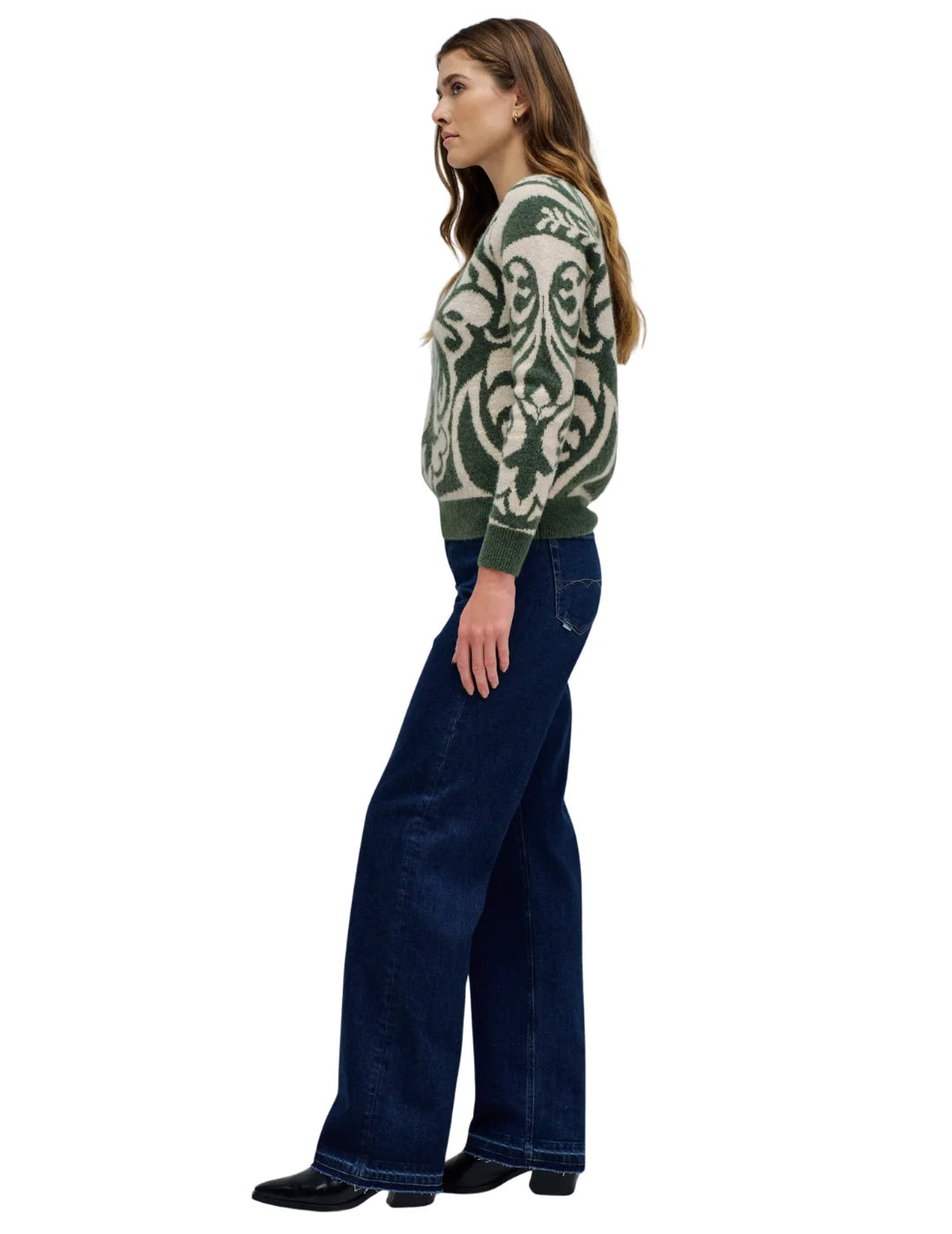 Jersey Lana Jacquard Salsa Jeans Verde | Bicos de Fío