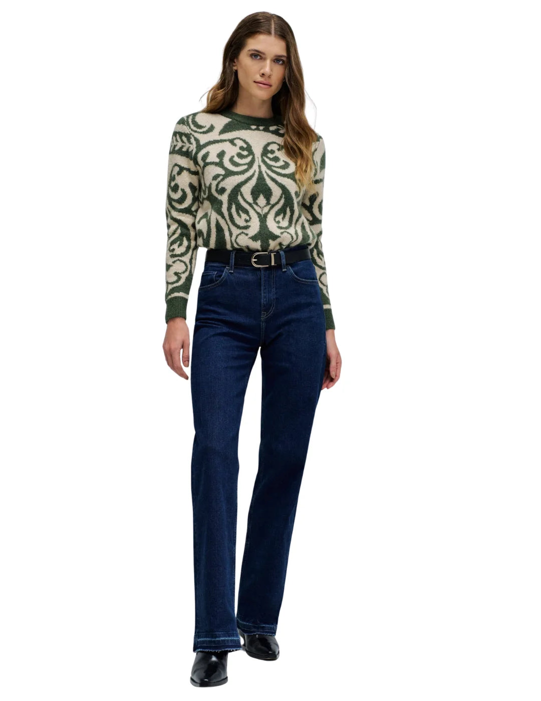 Jersey Lana Jacquard Salsa Jeans Verde | Bicos de Fío