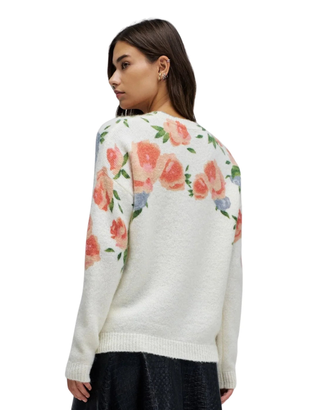 Jersey Lana Mohair Flores Salsa Jeans Blanco | Bicos de Fío