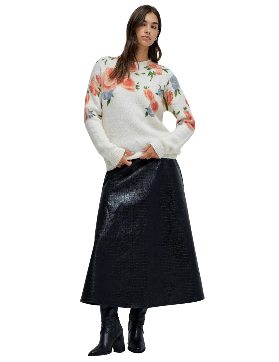 Jersey Lana Mohair Flores Salsa Jeans Blanco | Bicos de Fío