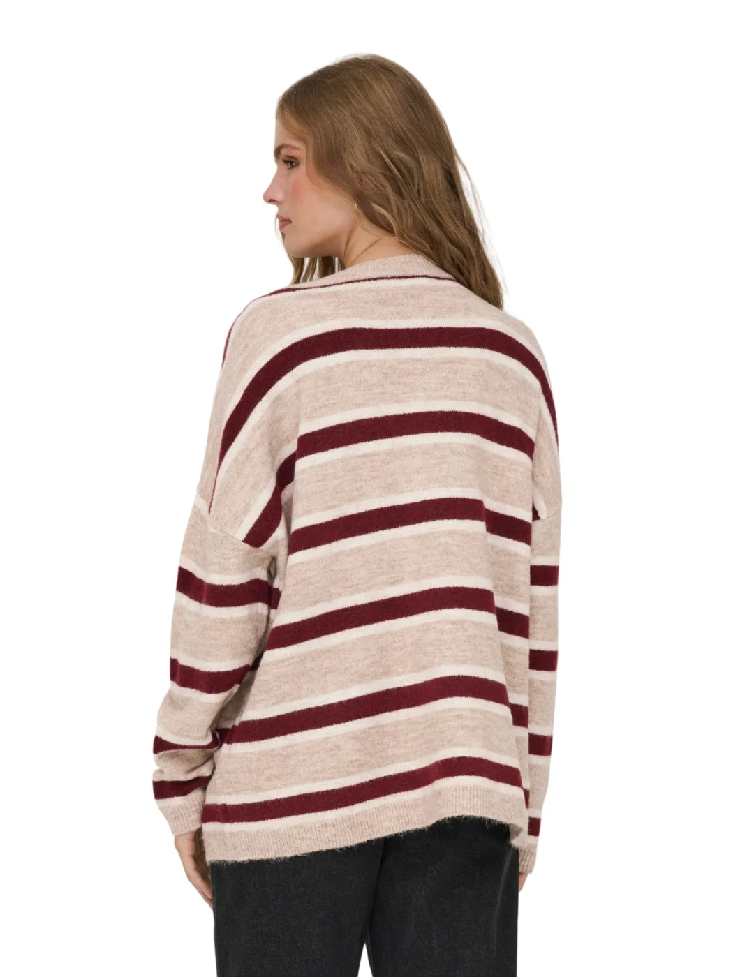 Jersey Largo ONLY Rayas Beige | Bicos de Fío