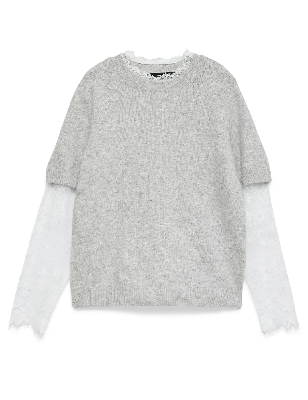 Jersey Manga Encaje Vero Moda Willow Gris | Bicos de Fío