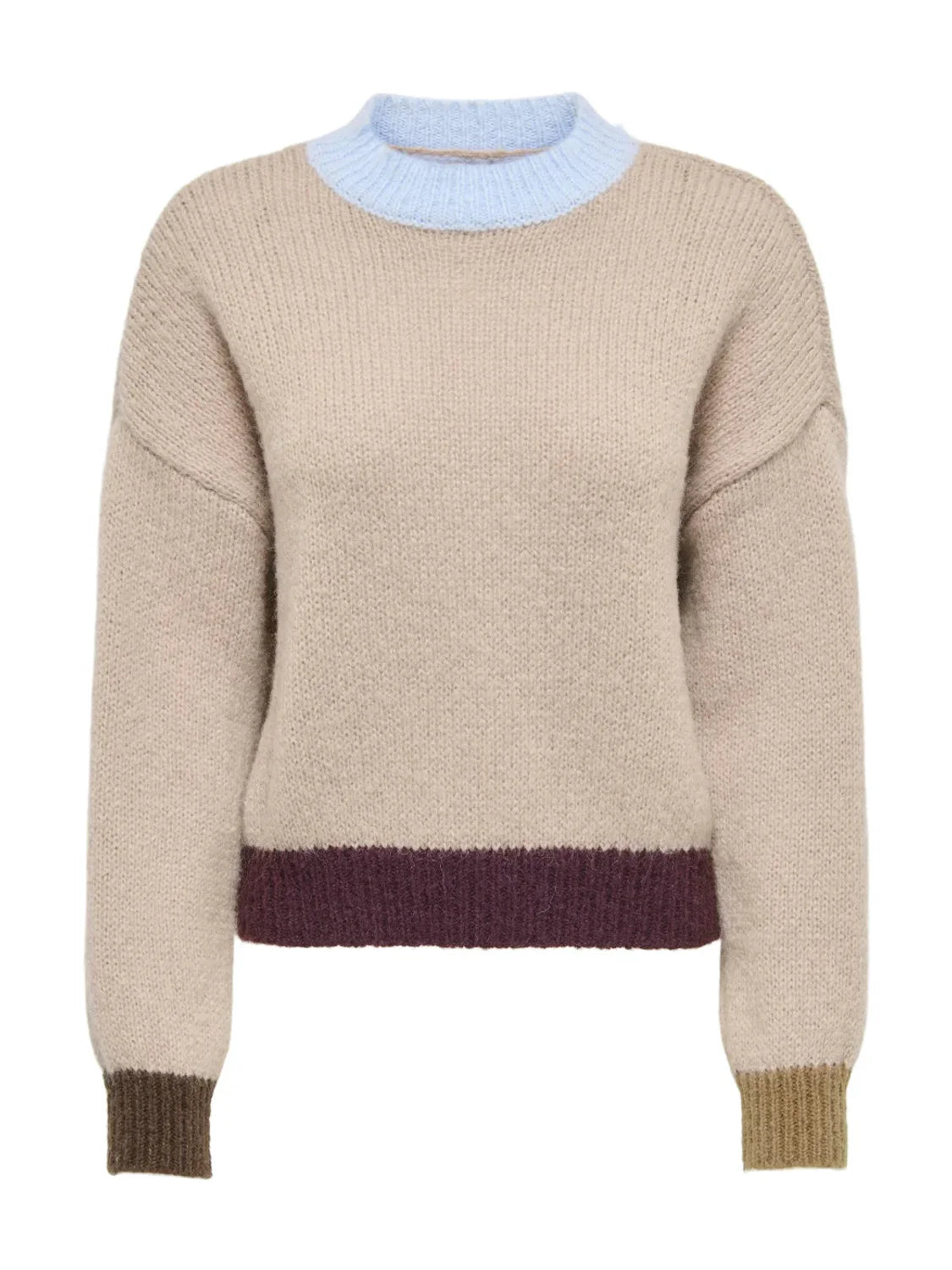 Jersey ONLY Olina Contraste Beige | Bicos de Fío