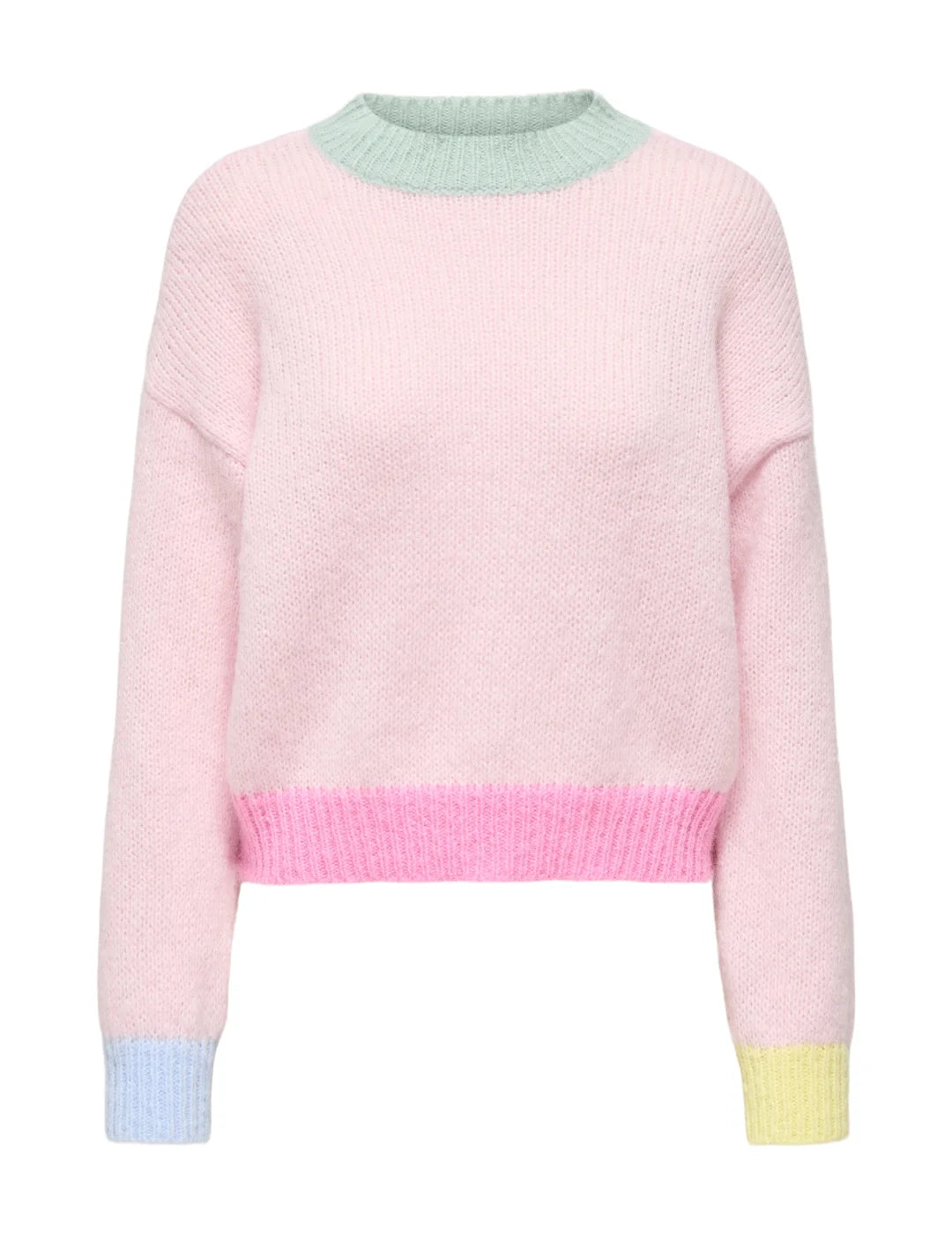 Jersey ONLY Olina Contraste Rosa | Bicos de Fío