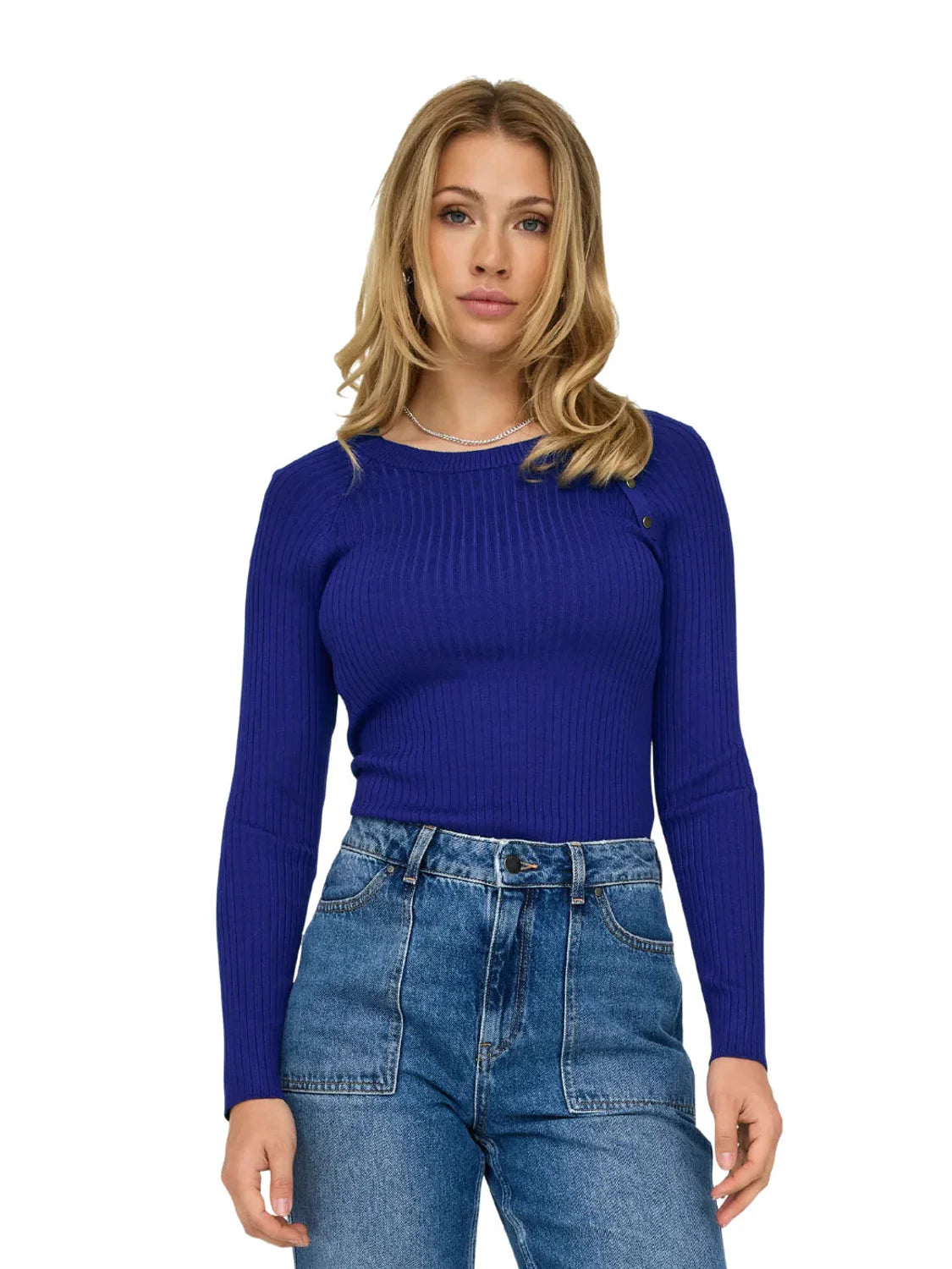 Jersey Canalé Botones Only Onlmeddi Azul | Bicos de Fío
