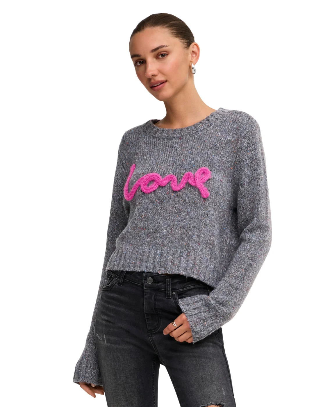Jersey Cropped ONLY Smilla Love Gris | Bicos de Fío