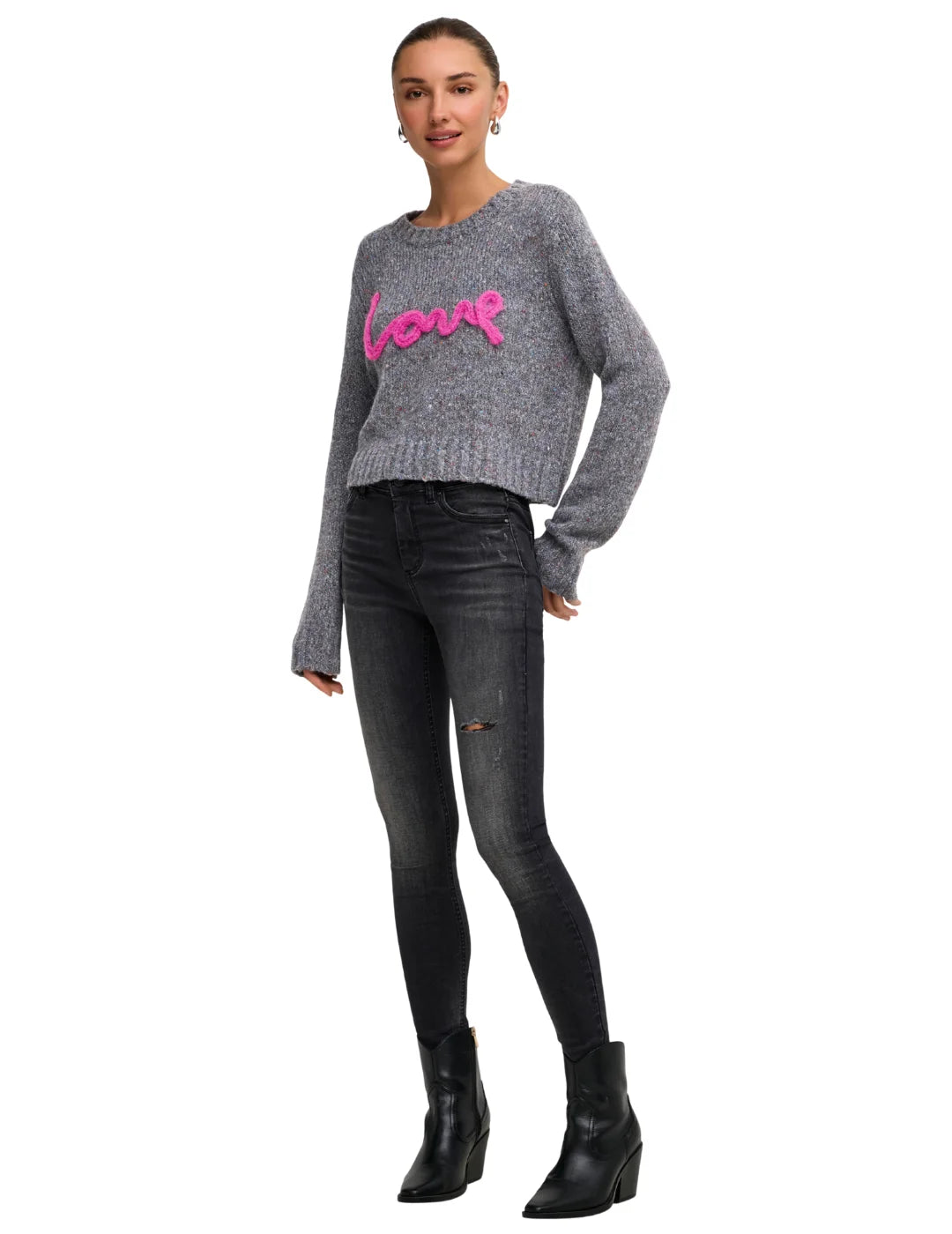 Jersey Cropped ONLY Smilla Love Gris | Bicos de Fío